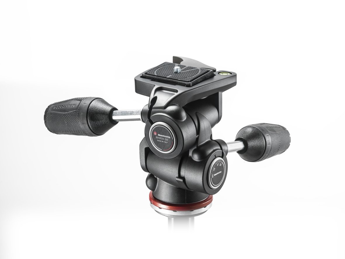 Manfrotto MH804-3W 3-Way Pan/Tilt Tripod Head with 2 RC2 Quick Release Plates - Professional Camera Mount for DSLR, Video & Photography - Perfect for Travel, Studio & Outdoor Shooting