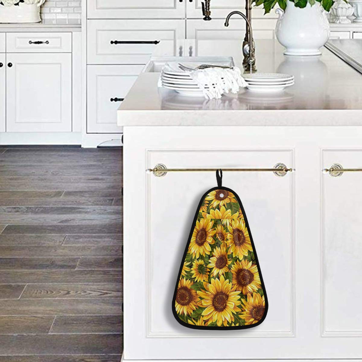 Visesunny Retro Sunflower Hand Towel - Soft Absorbent Cotton Dish Towel with Hanging Loop for Kitchen & Bathroom Decor | Perfect for Cleaning, Drying & Decorating (Set of 1)