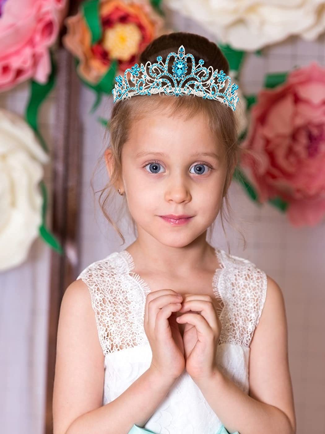 COCIDE Birthday Queen Sash & Crystal Tiara Set - Silver Crown for Women, Blue Rhinestone Headband & Glitter Sash for Girls Party | Perfect for Birthday Celebrations, Bachelorette Parties & Pageant Events