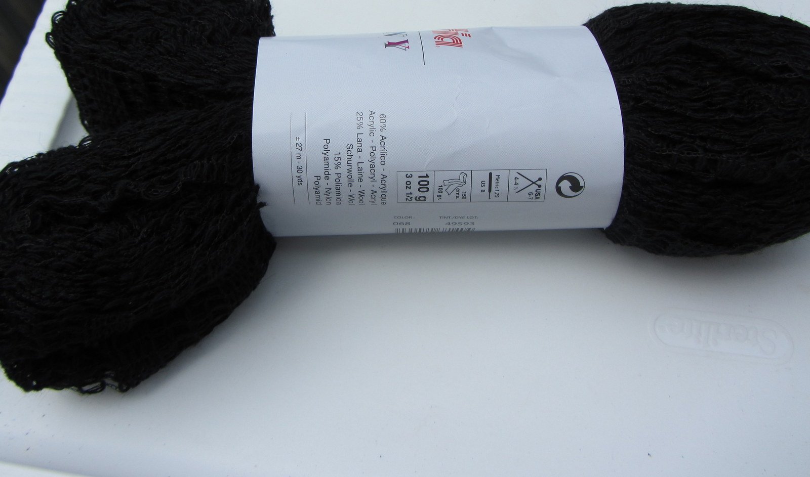 Katia Funny Ruffle Yarn - Unique Weaved Texture, Color 68 Black - Perfect for Knitting, Crochet & DIY Crafts Projects