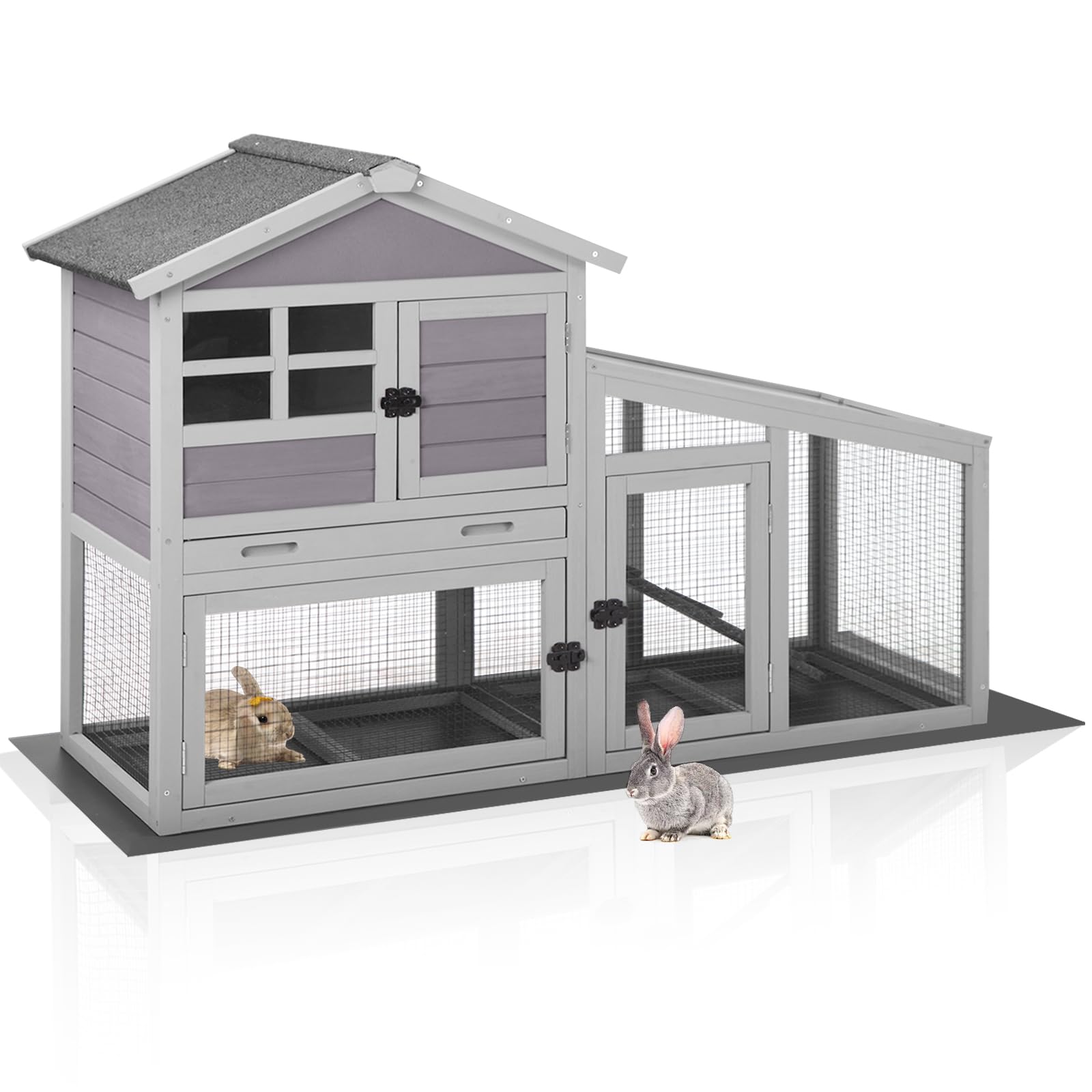 Aivituvin Large Outdoor Chicken Coop & Rabbit Hutch - 53.4
