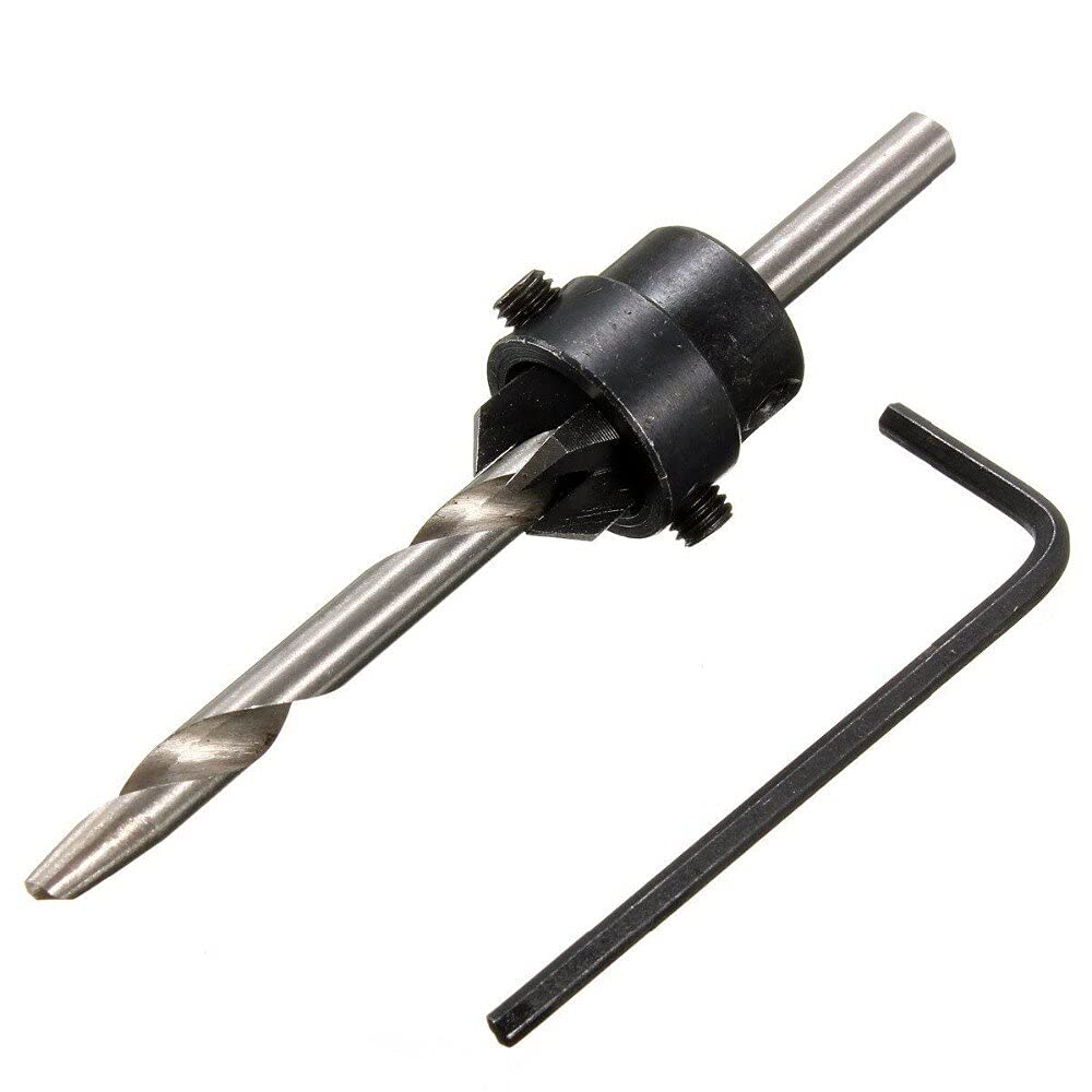 7-Piece Countersink Drill Bit Set with Stop Collars & Wrench - Quick Change Wood Pre-Drill Counterbore Bits for Cabinetry, Furniture & DIY Woodworking Projects