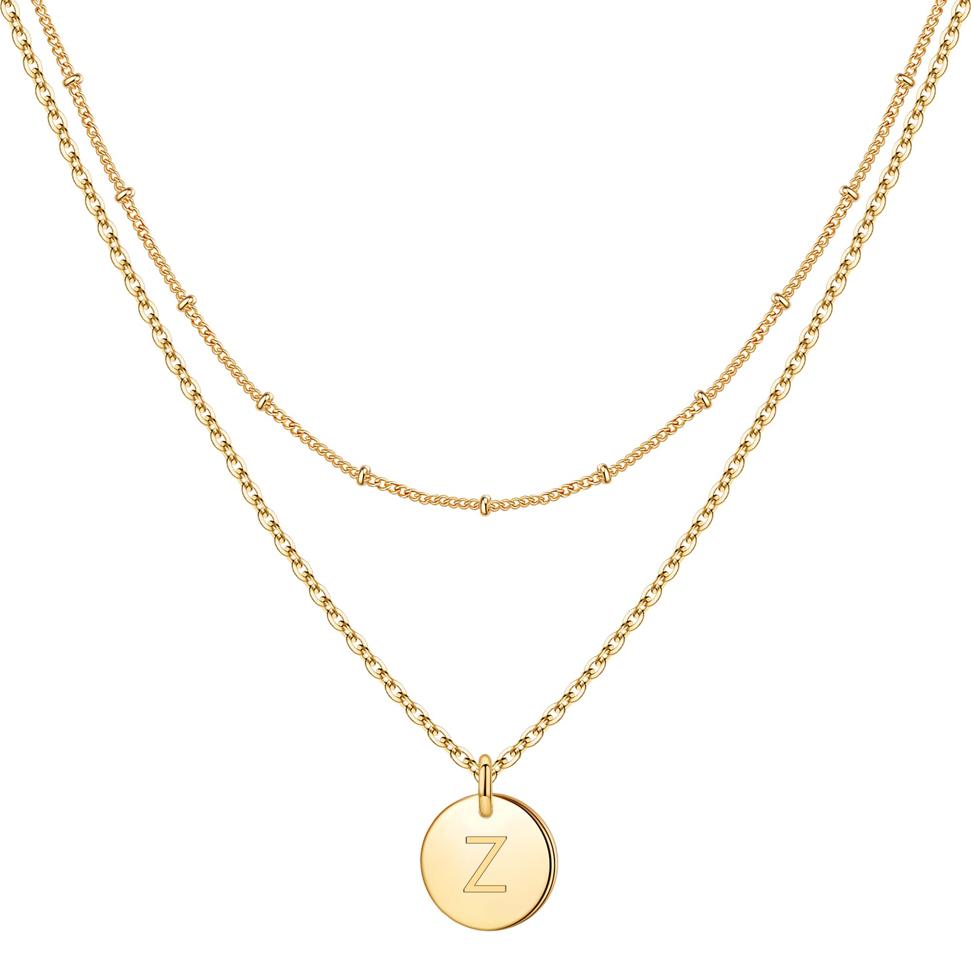 Personalized Initial Necklaces for Women & Girls - Gold, Silver, Rose Gold Double-Sided Engraved Hammered Coin Pendant, Layered Jewelry Gift for Easter, Birthday, Christmas | Perfect for Teens, Best Friends & Special Occasions