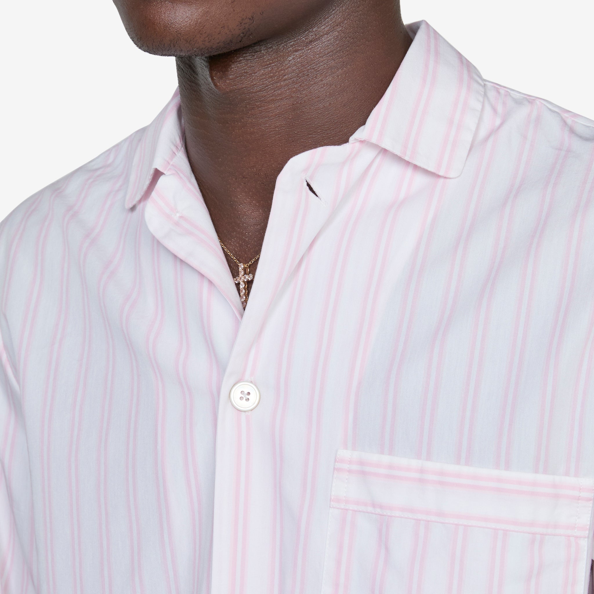 Stylish Cotton Poplin Pyjama Shirt with Hatty Stripes - Comfortable Sleepwear for Women & Men - Perfect for Lounging at Home or Travel