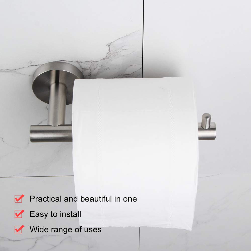 GERZ 304 Stainless Steel Wall Mount Toilet Paper Holder - Brushed Nickel Bathroom Tissue Roll Dispenser with Rustproof Design | Perfect for Home, Office & RV Bathrooms