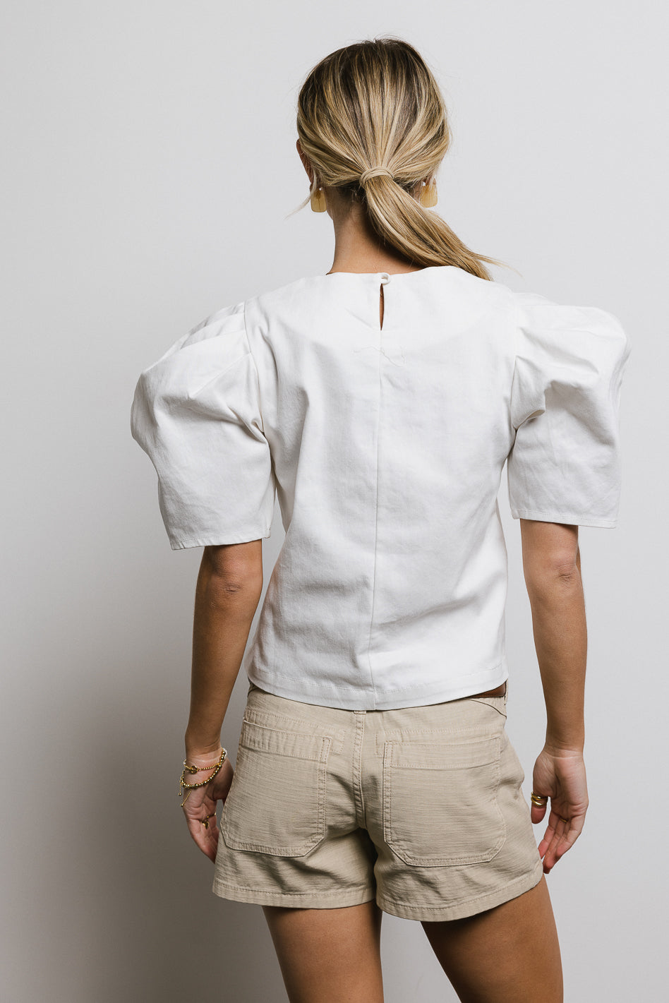 Aubree Cream Denim Top for Women | Casual Chic Blouse | Perfect for Outings, Dates & Office Wear