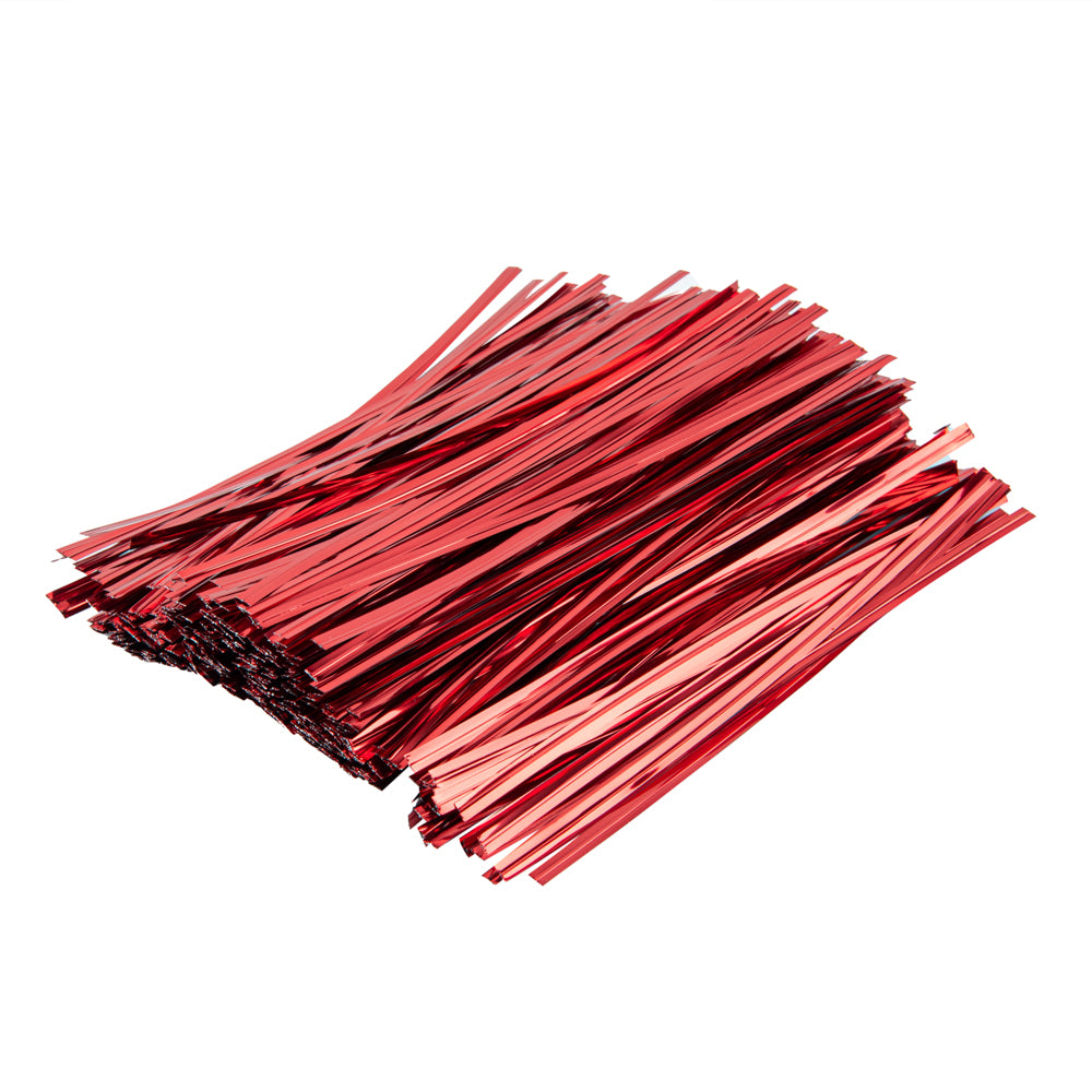 Premium Red Metallic Twist Ties for Bags - 500 Count Box | Secure Food Storage, Gift Wrapping & Organizing Cables