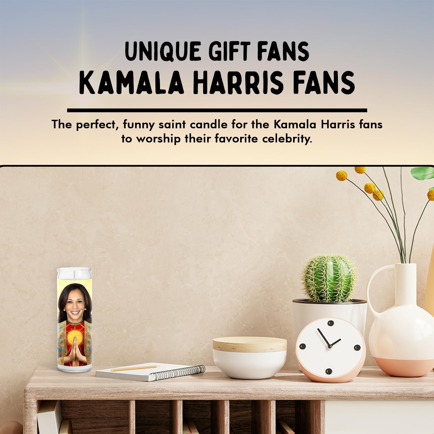 Kamala Celebrity Candles - Handmade Soy Wax Votive Candles in Glass Jars - Unique White Candles for Home Decor, Wedding Favors & Relaxation Gifts - Perfect Novelty Gift Idea 2024