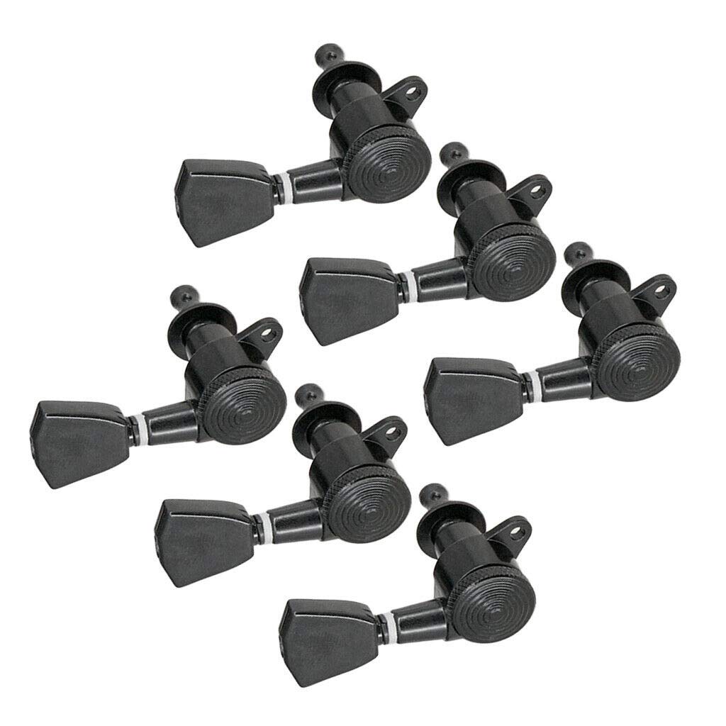 Premium 6-in-Line Locking Tuners for Electric Guitar - Right-Handed, Black - Smooth String Tuning & Enhanced Stability for Rock, Blues & Metal Performances