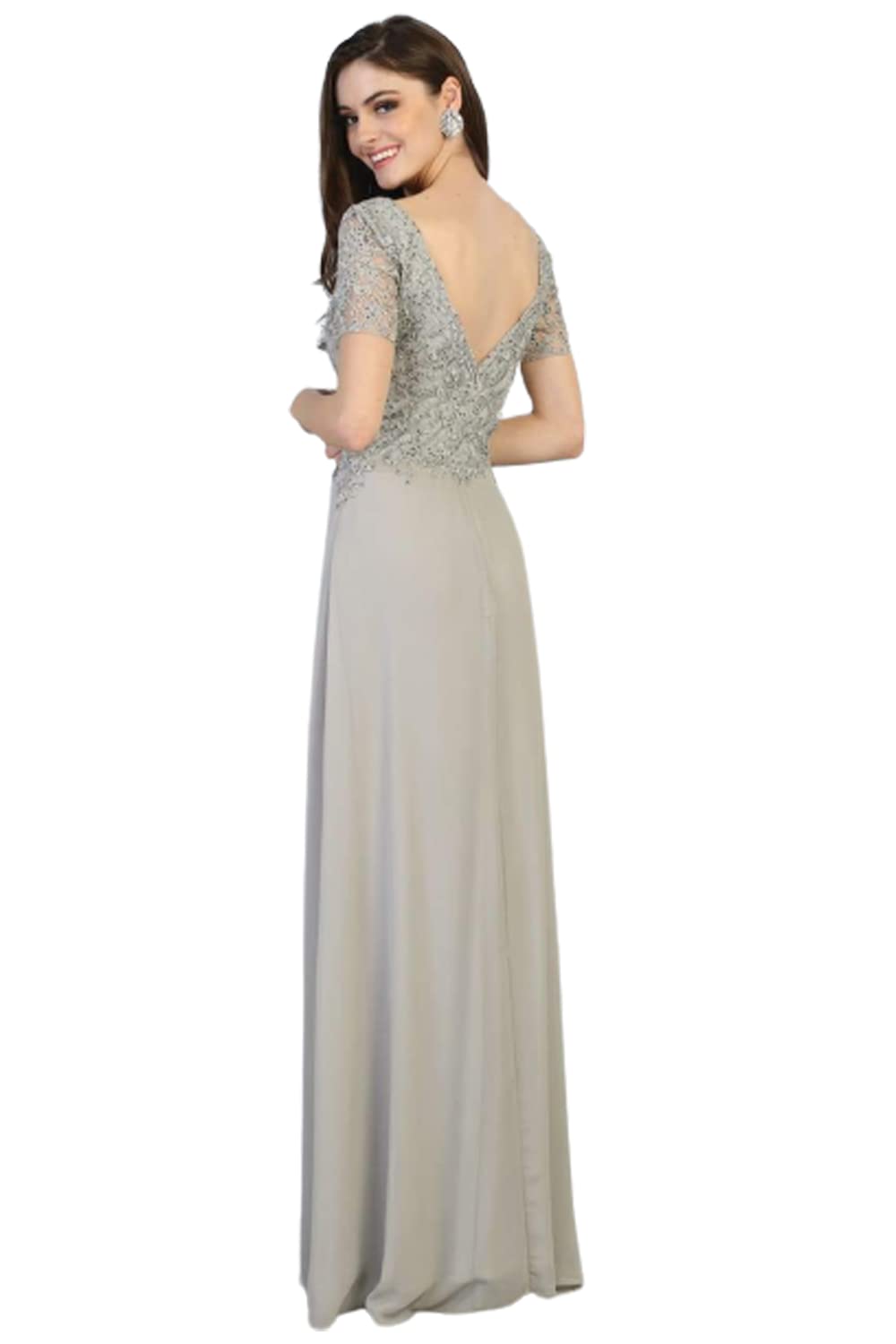 Elegant Silver Mother of The Bride Evening Gown - Formal Wedding Guest Dress for Special Occasions & Black Tie Events
