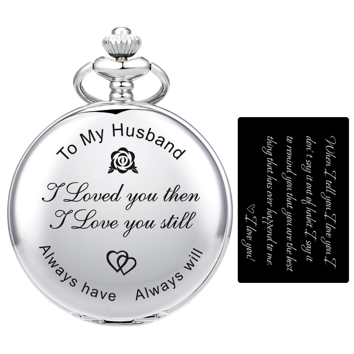 Personalized Engraved Pocket Watch for Men - Romantic Gift for Husband, Anniversary, Birthday, Wedding & Valentine's Day - Vintage Style Pocket Watch with Custom Engraving - Perfect for Special Occasions, Date Nights & Keepsake Memories