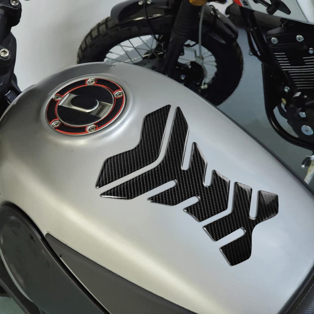 Carbon Fiber 3D Motorcycle Tank Pad Protector - Universal Gas/Oil Fuel Tank Sticker - Scratch Resistant Decal for Harley, Yamaha, Honda - Perfect for Cruiser & Sport Bike Protection