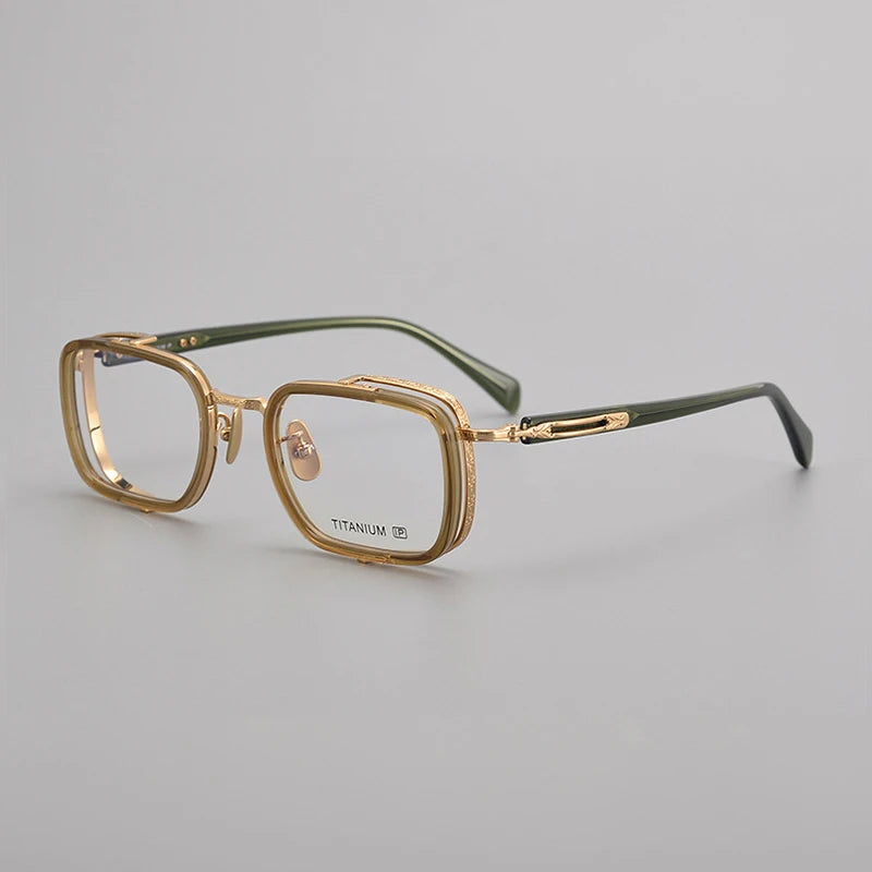 Stylish Black Square Titanium Acetate Eyeglasses for Women - Lightweight Full Rim Glasses Frame 41055 - Perfect for Office, Reading & Fashion Accessories