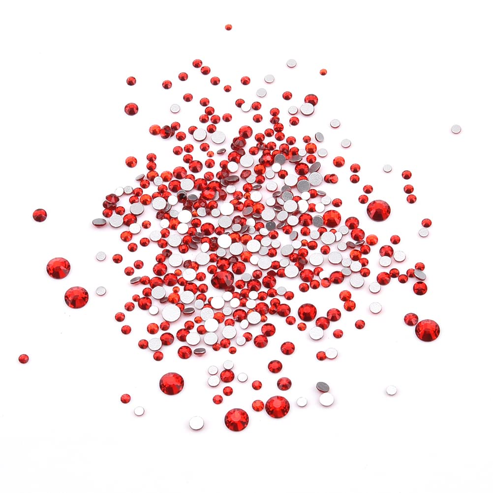 100pcs Glass Red Nail Rhinestones & 720pcs Flat Back Crystal Gems - Mixed Shapes Bulk Pack for Nail Art Decoration | Perfect for DIY Manicures, Salon Nail Designs, and Party Glam Looks