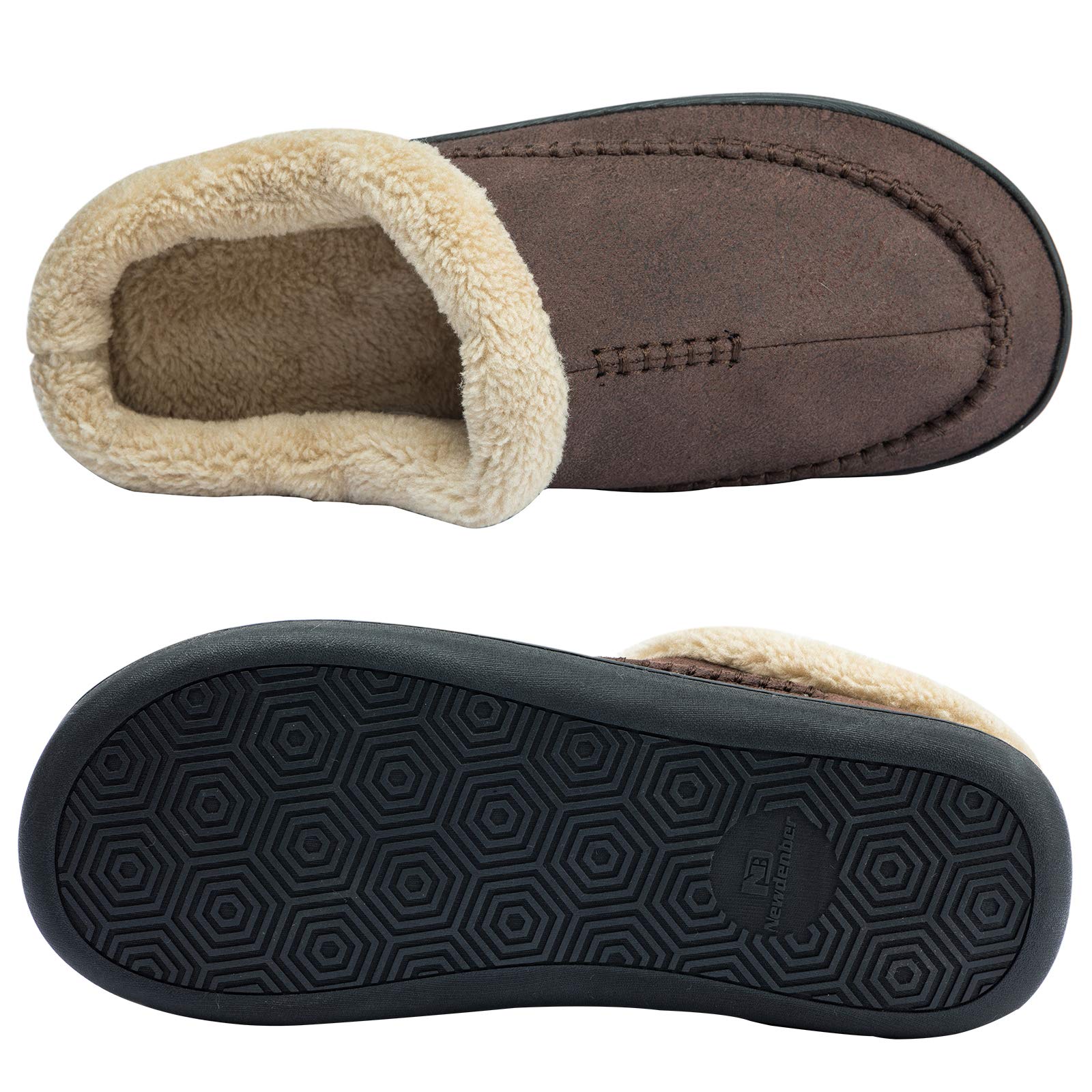 WOTTE Men's Moccasin Slippers - Soft Microsuede with Fleece Lining & Memory Foam - Comfortable Indoor/Outdoor House Shoes for Relaxing at Home, Walking the Dog, or Quick Errands