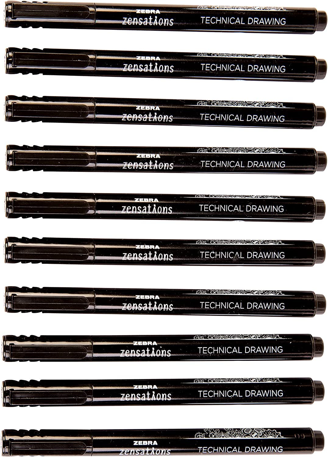 Zebra Zensations Black Fineliner Pens 0.8mm - 10 Pack Technical Drawing Markers for Sketching, Note Taking & Bullet Journaling - Perfect for Artists, Architects & Students