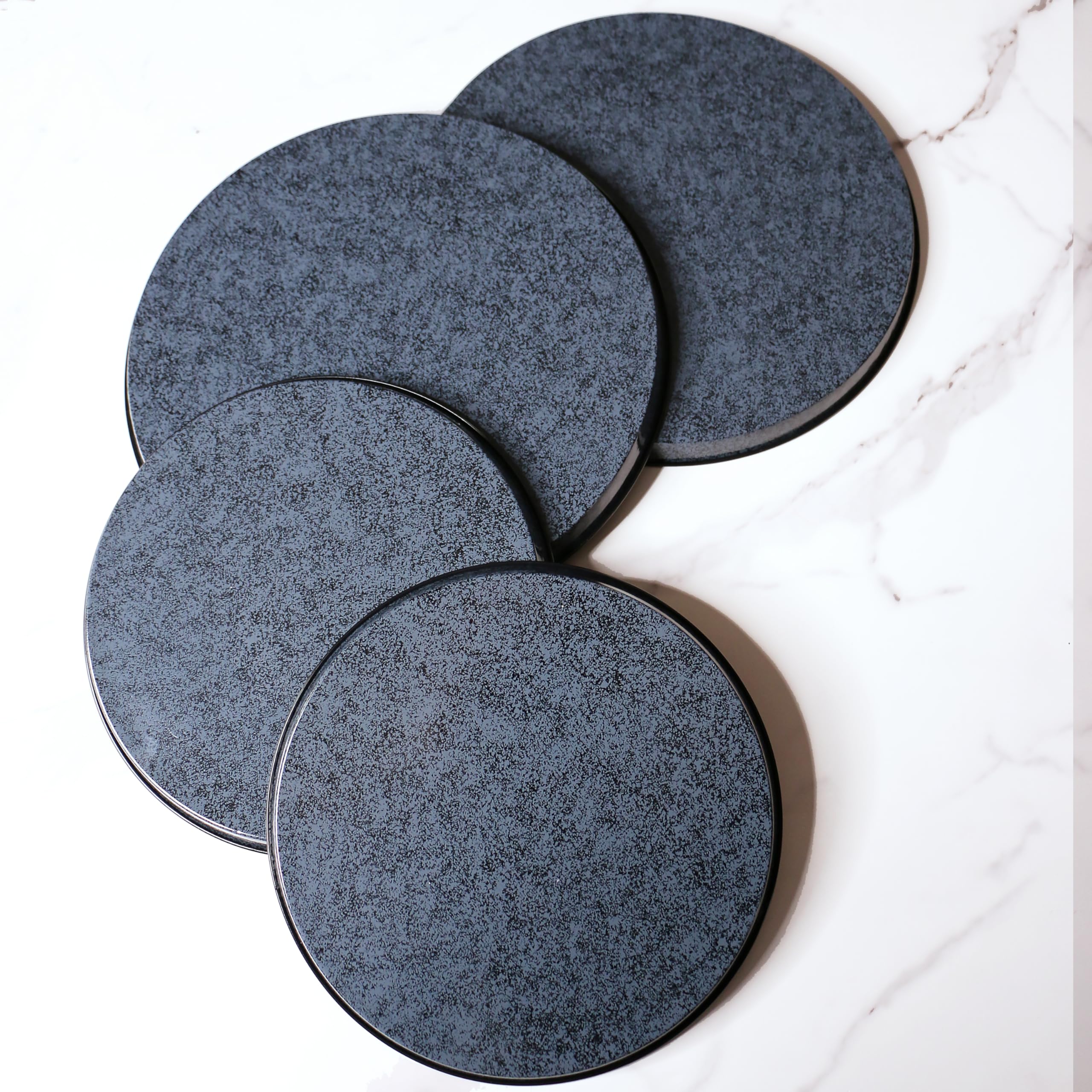 Reston Lloyd 4-Piece Electric Stove Burner Covers - Black Granite Finish - Heat Resistant & Durable - Perfect for Kitchen Stove Protection & Decoration