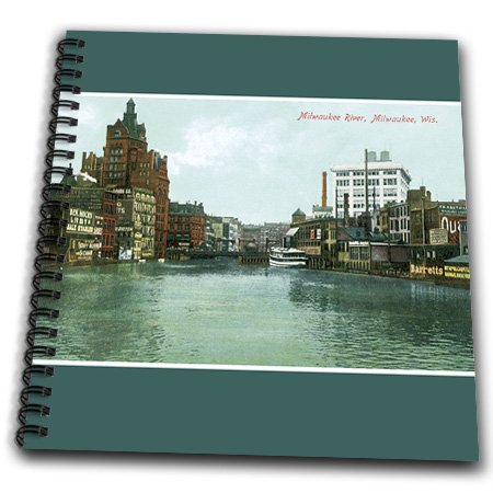 3dRose Milwaukee River Wisconsin City Scape Memory Book - 12x12 Inch Scrapbook Album for Travel Memories, Photo Preservation & Gift Giving