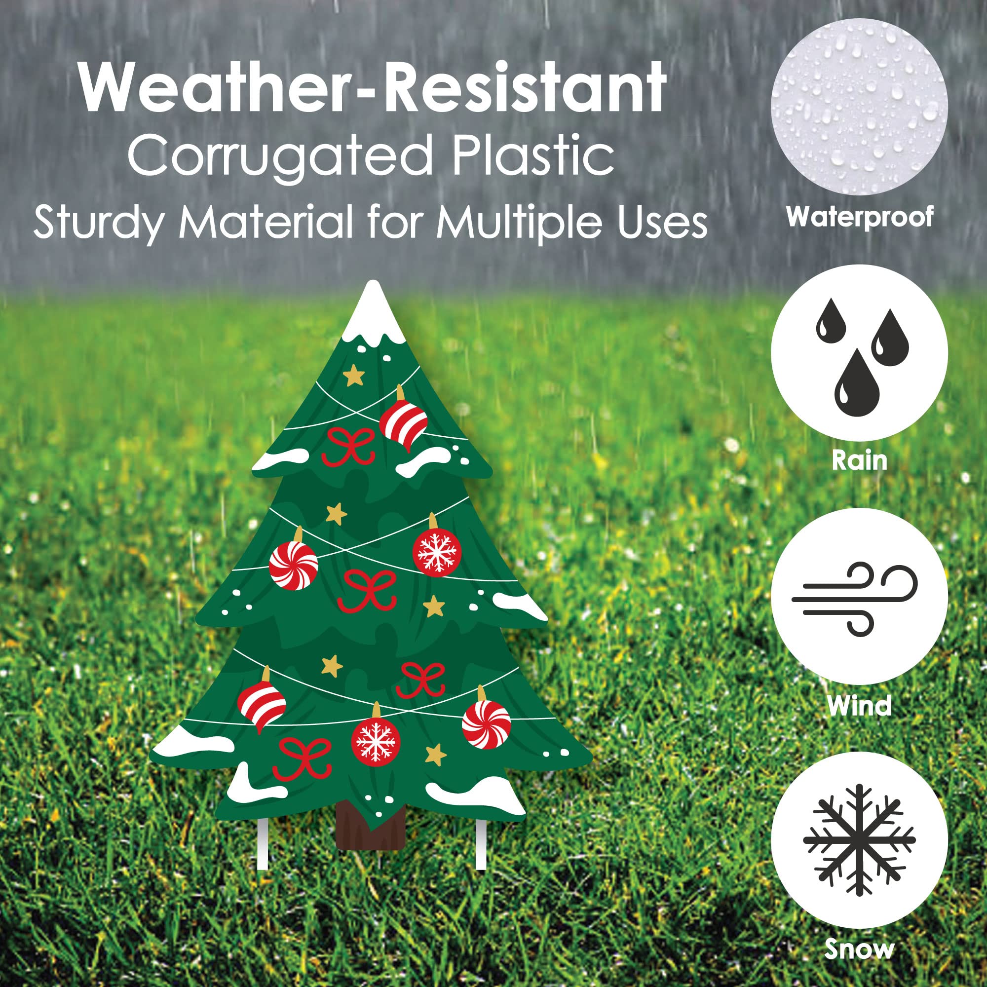 Big Dot of Happiness Snowy Christmas Trees - Classic Outdoor Holiday Lawn Decorations for Christmas Party & Yard Decor - 10 Piece Set - Perfect for Front Yard, Garden, and Festive Seasonal Displays