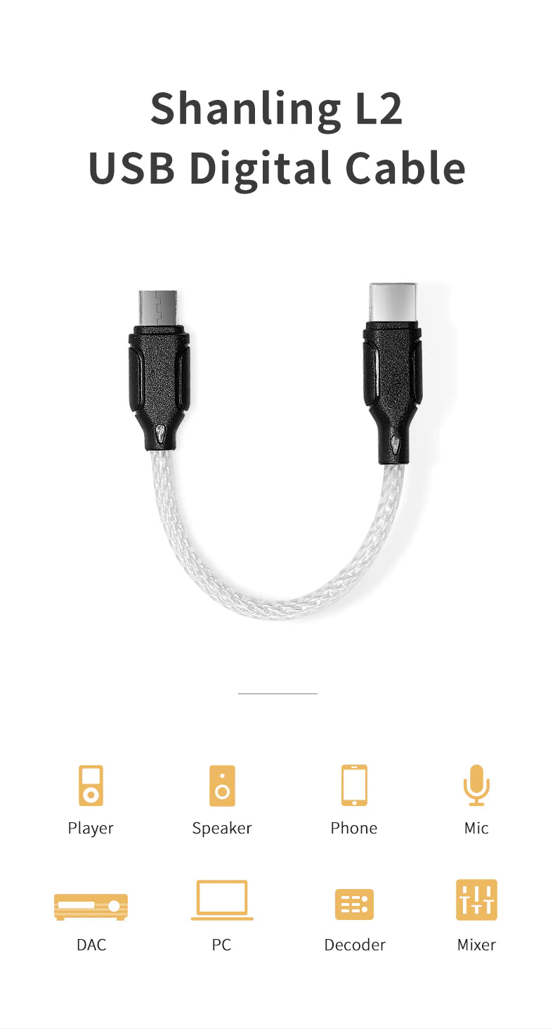 Shanling L2 Premium Audio Cable - High-Quality Single Unit for Audiophiles (Perfect for Home Theater, Studio Recording & Hi-Fi Systems)