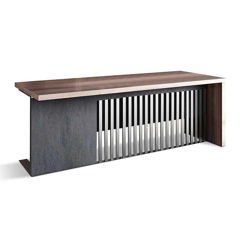 AFTAN 180cm Executive Desk with Left Panel - Warm Oak & Black Finish - Perfect for Home Office & Professional Workspaces