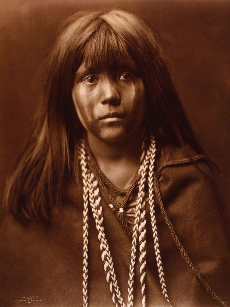 Edward Curtis 1903 Mosa Mohave Girl Vintage Poster Print - 24x36 Inches, Multicolor Wall Art for Home & Office Decor | Native American Photography, Southwest Style