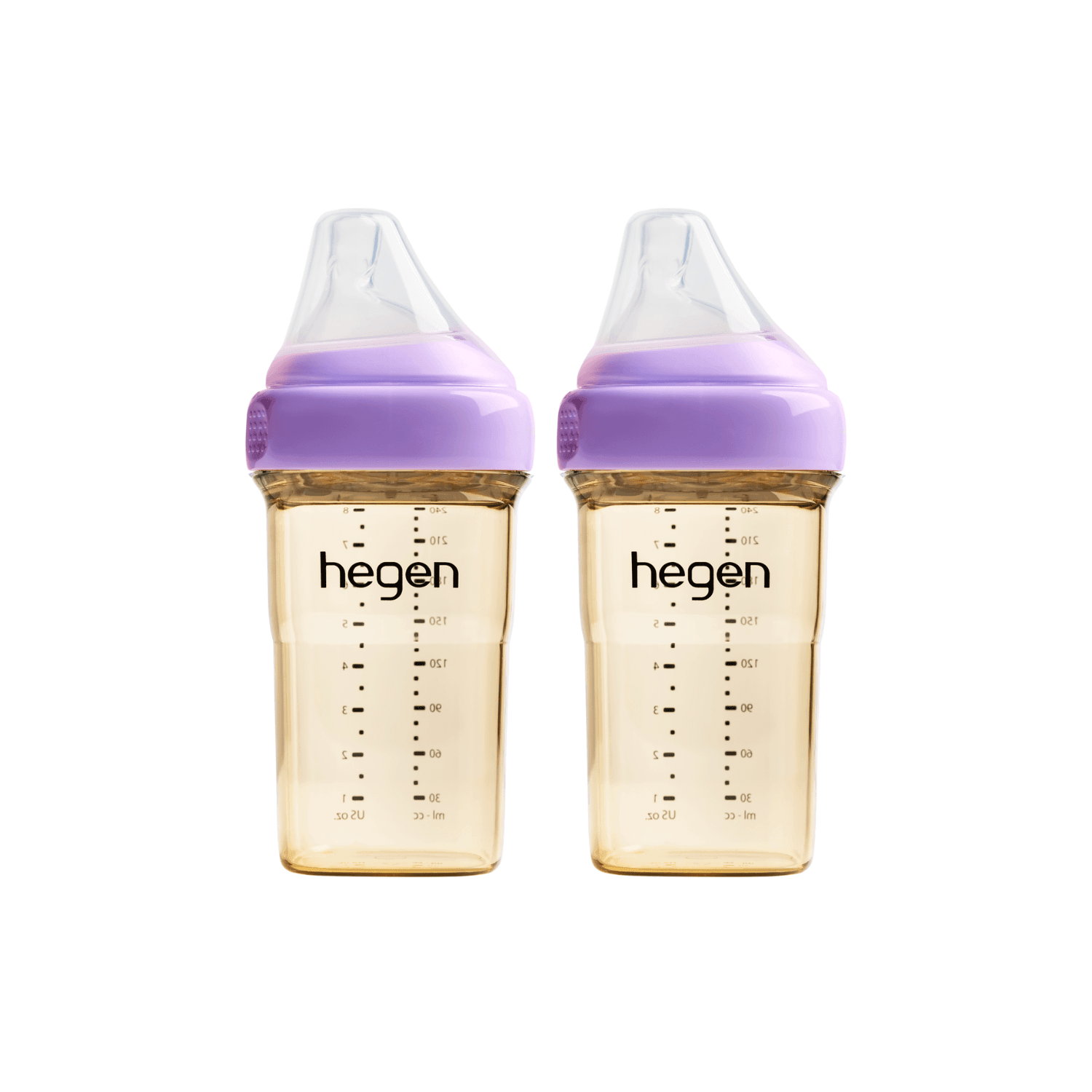 Hegen PCTO™ 240ml/8oz PPSU Baby Feeding Bottle Set - 2 Pack Purple with Medium Flow Teats (3-6 Months) | BPA-Free, Anti-Colic, Easy Clean | Perfect for Breastmilk & Formula Feeding at Home or On-the-Go