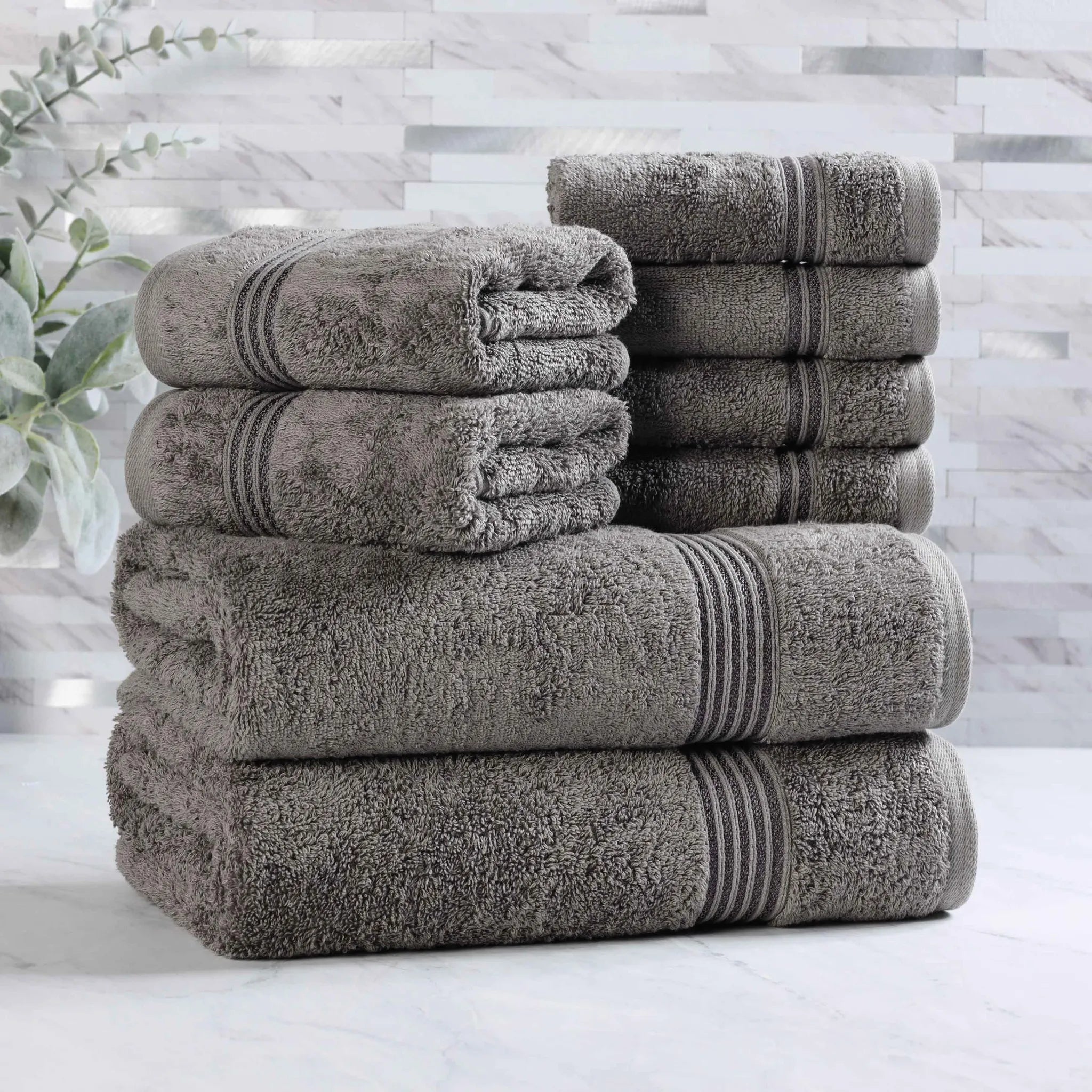 Premium Heritage Egyptian Cotton Plush Heavyweight 8-Piece Bath Towel Set - Ultra Soft & Absorbent for Spa, Luxury Hotel & Home Bathroom Use