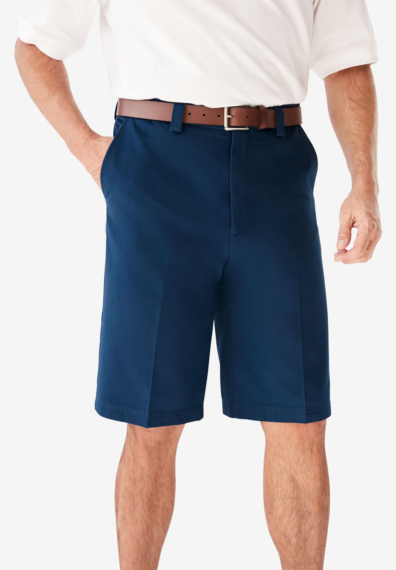 KingSize Men's Big & Tall Wrinkle-Free Expandable Waist Plain Front Shorts - Comfortable Stretch Fit Casual Summer Shorts for Outdoor Activities, Travel & Lounge