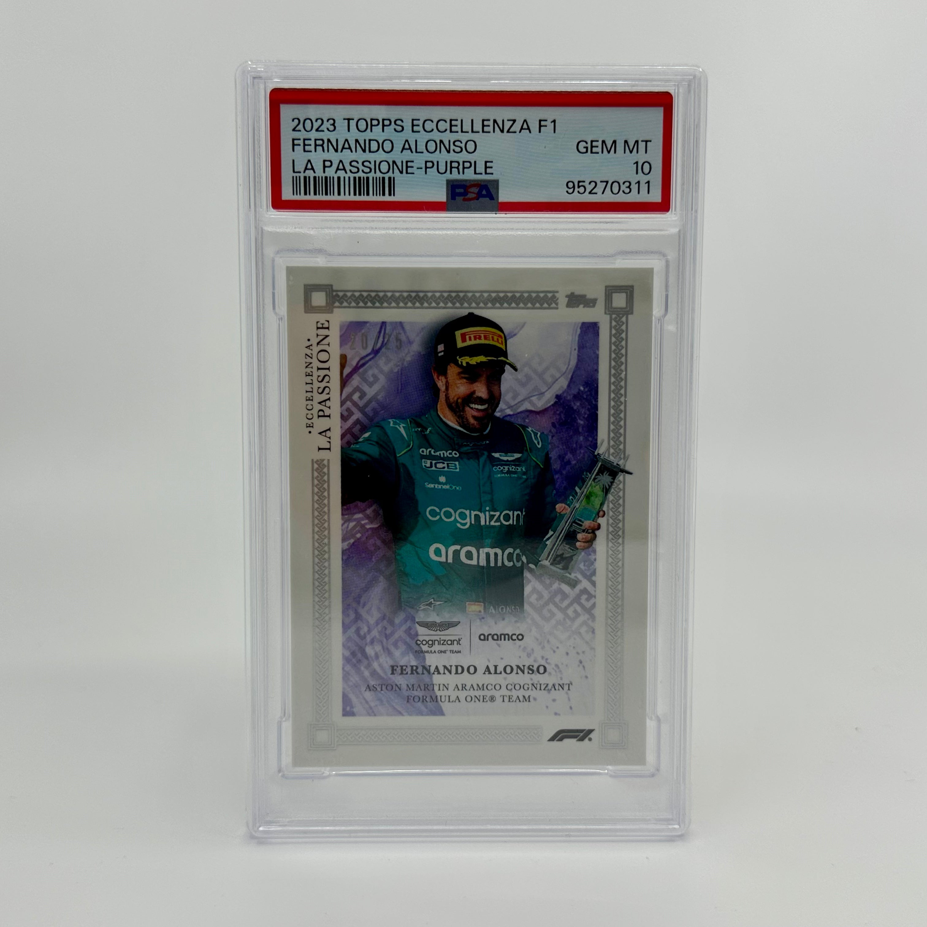 2023 Eccellenza La Passione PSA 10 Fernando Alonso Purple 20/25 - Rare Trading Card for Collectors & F1 Fans - Perfect for Display, Investment & Sports Memorabilia Collections
