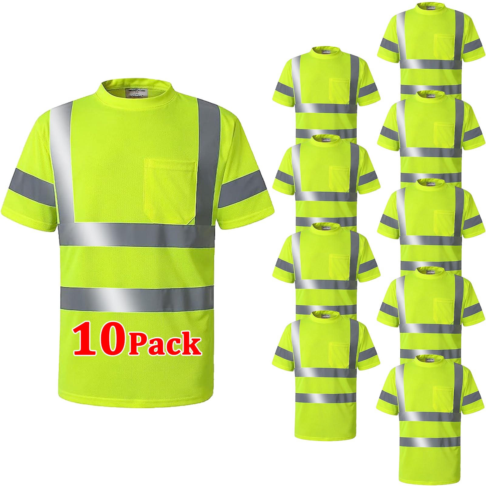 Men's Safety T-Shirts - Breathable Athletic Work Shirts for Construction & Summer Activewear | Durable Workout & Outdoor Job Shirts