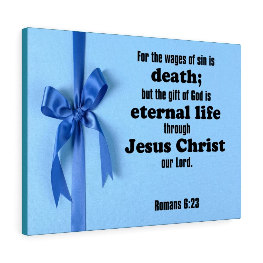 Christian Wall Art with Bible Verse Romans 6:23 - Ready to Hang Scripture Print for Home Decor, Gift for Religious Occasions & Faith-Based Interior Design