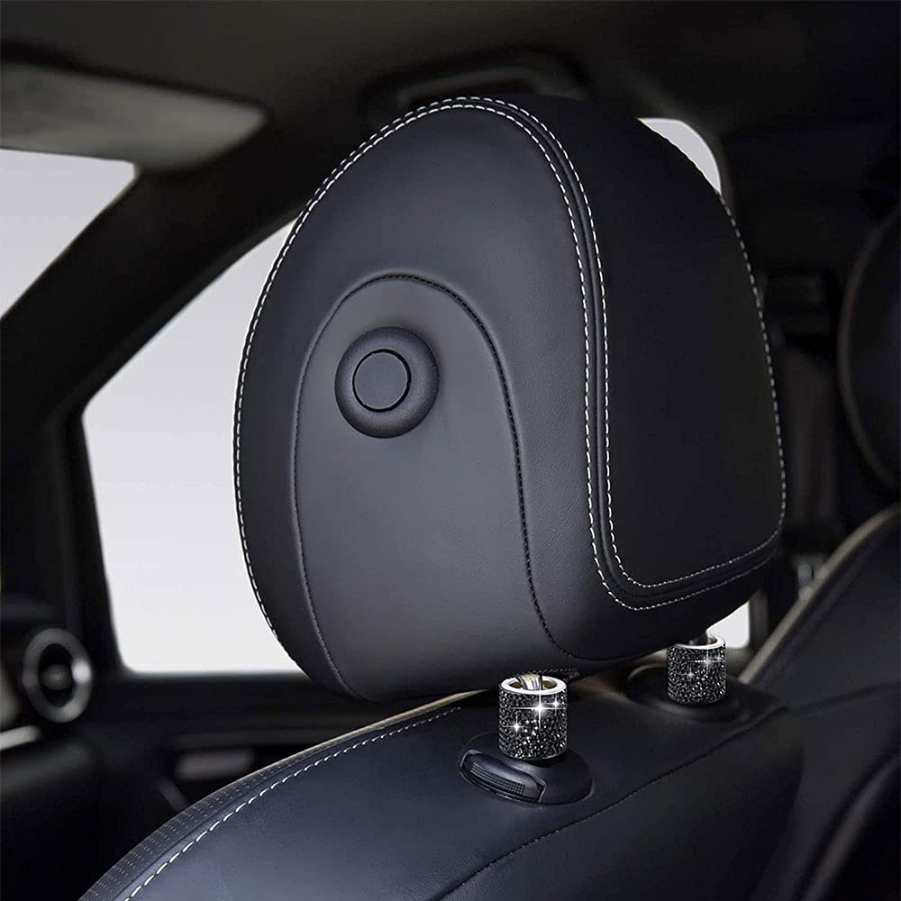 4 Pack Rhinestone Car Seat Headrest Covers - Bling Bling Crystal Diamond Car Interior Accessories for Luxury Vehicle Decoration | Perfect for Weddings, Parties & Special Occasions