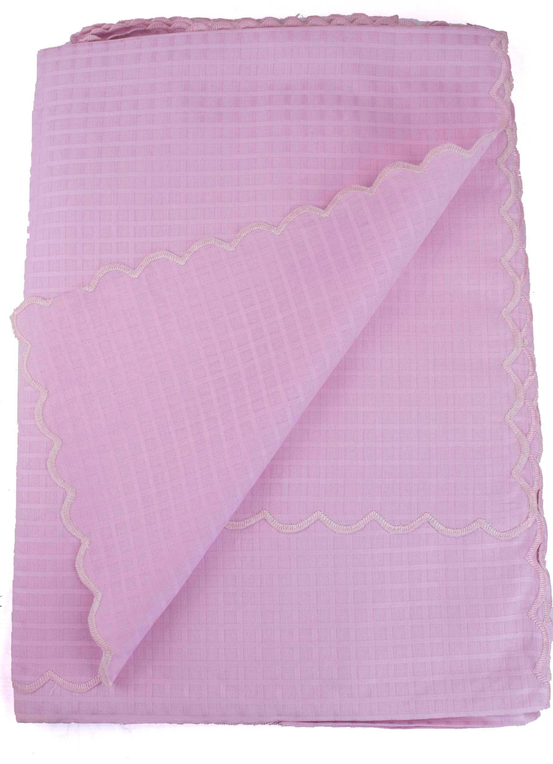 Manifattura Tessile Mantel Organza Checkered Lace Tablecloth - Pink Candy, Rectangular 16-Piece Set for Elegant Dining & Special Occasions