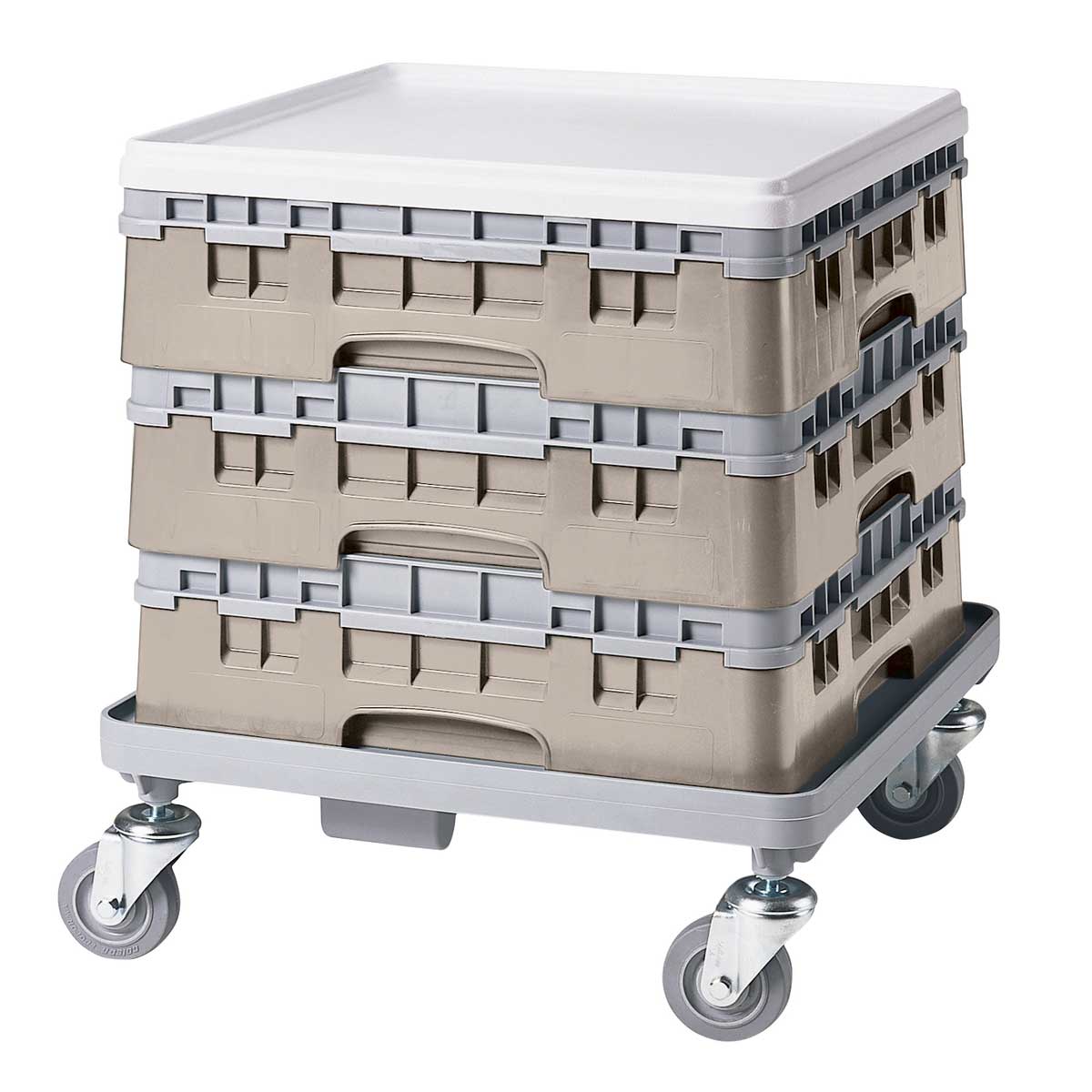 Cambro CDR2020151 Heavy Duty Dish Rack Camdolly - 350 lb Capacity, Soft Gray Commercial Kitchen Dish Cart - Perfect for Restaurants, Catering & Food Service