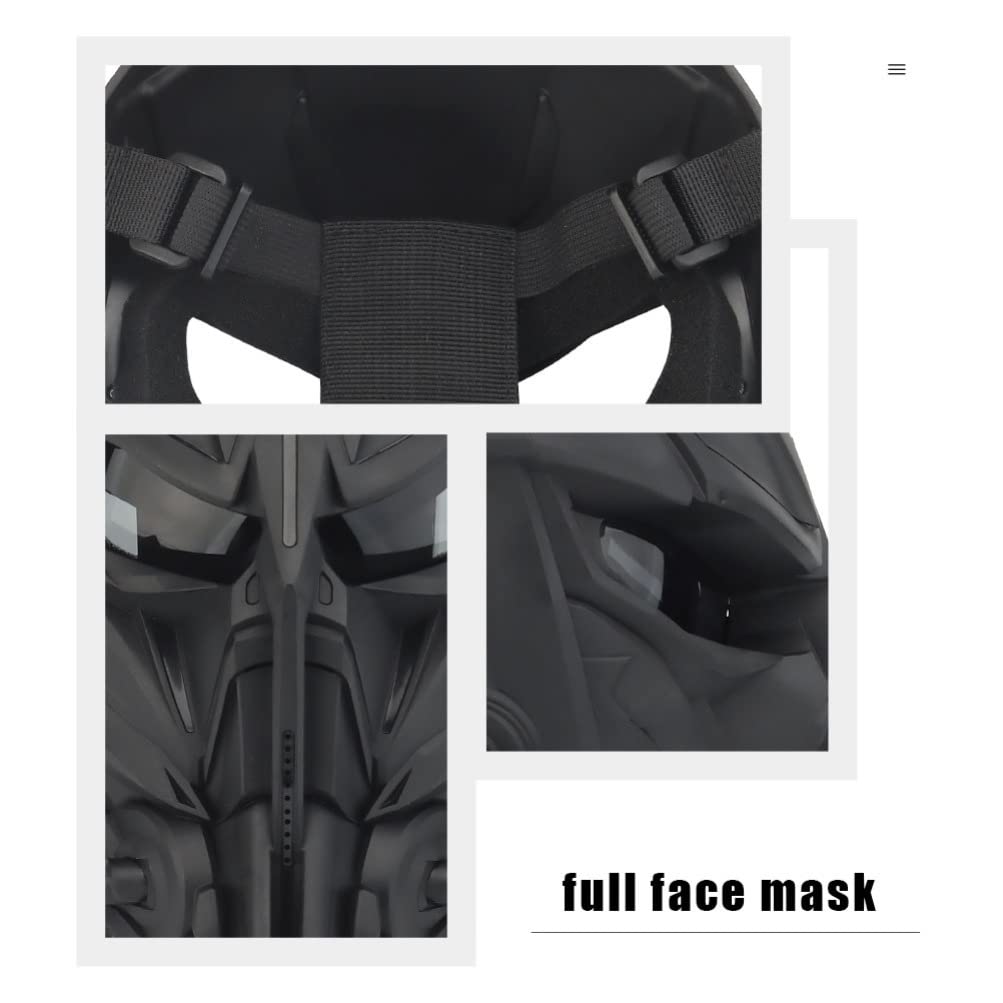 VOSAREA Black Electronic Helmet Cosplay Mask - Half Face Cover for Halloween Costume, Masquerade Party, Paintball & Outdoor Decor | Durable & Lightweight for Cosplay, Halloween Decorations & Themed Events