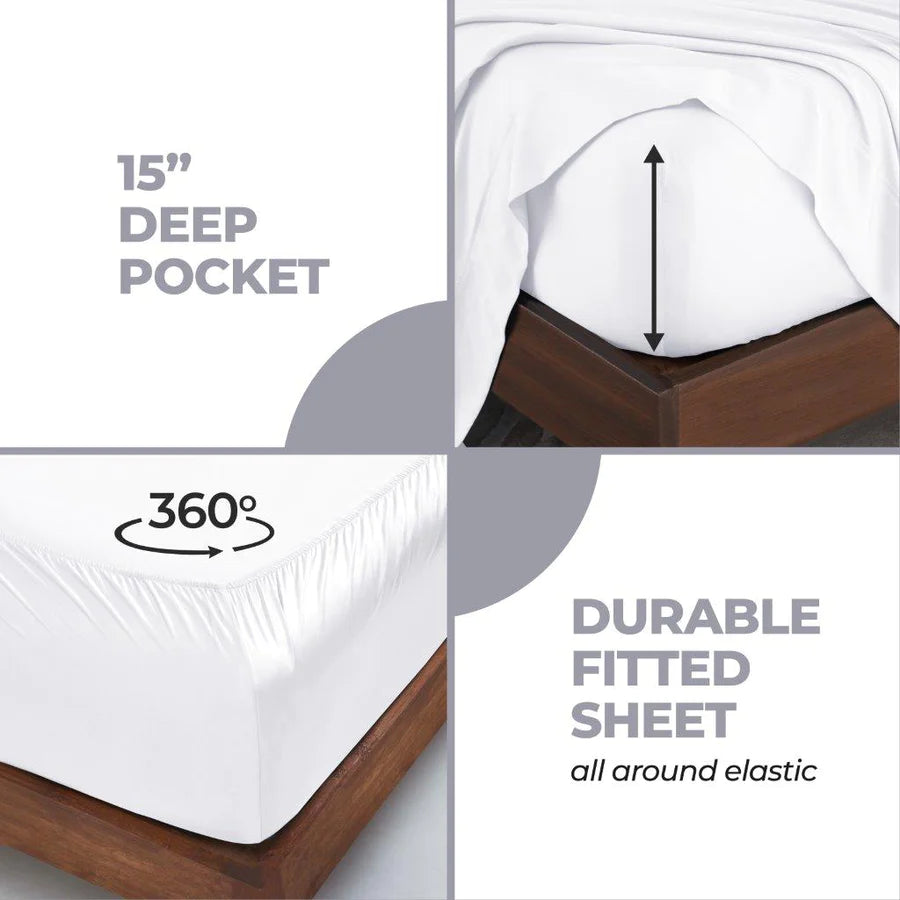 Premium 300 Thread Count Modal Bed Sheet Set from Beechwood - Deep Pocket Fitted Sheets for Queen/King Size Beds - Ultra Soft & Breathable Bedding for All-Season Comfort