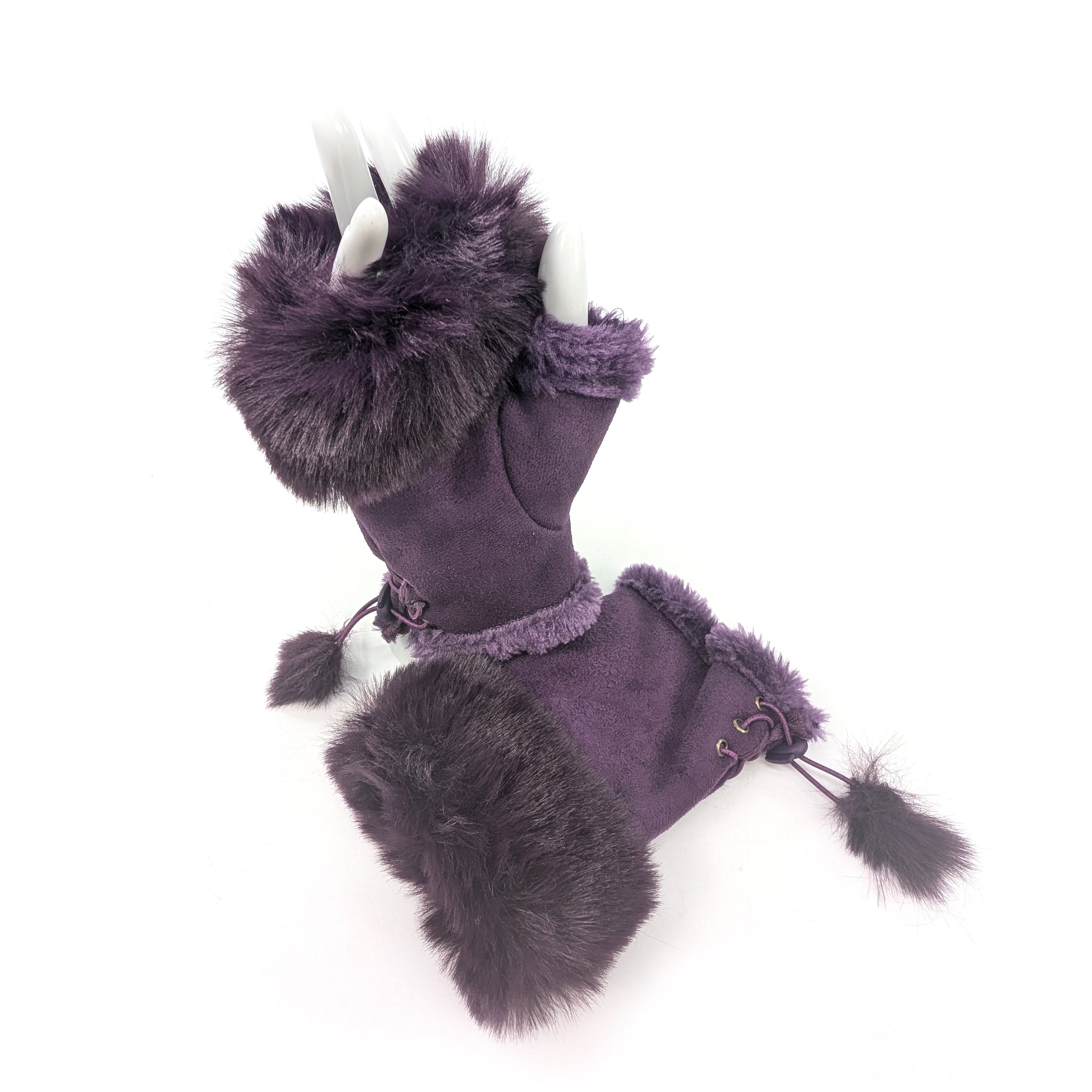 Stylish Purple Suede Effect Fingerless Gloves for Women - Fashionable Hand Warmers for Driving, Cycling & Outdoor Activities
