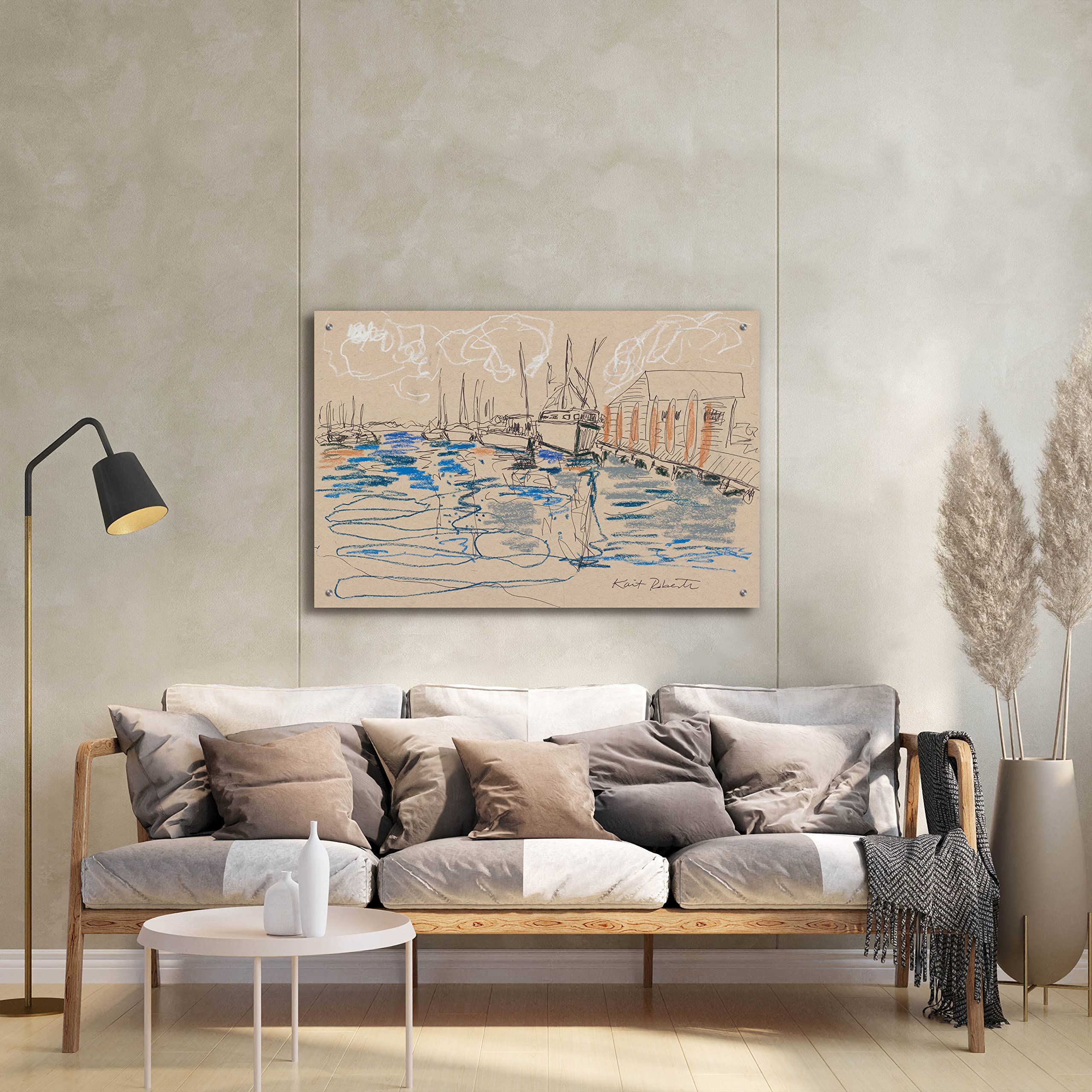 Epic Art 'Harraseeket Lunch and Lobster Co.' by Kait Roberts - 36x24 Inch Acrylic Glass Wall Painting - Coastal Kitchen Decor, Restaurant Artwork, Maine Seafood Theme Home Decoration