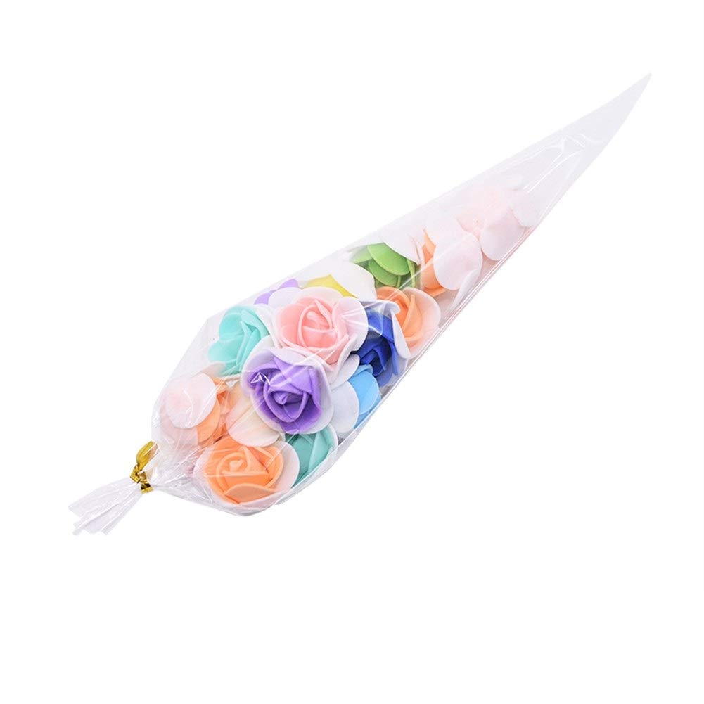 50pcs Transparent Cone Shaped Popcorn Bags - 3 Sizes Candy Gift Bags for Christmas, Birthday Parties & Movie Nights (18x37cm Bulk Pack) | Perfect for Concessions, Party Favors & Holiday Treat Packaging