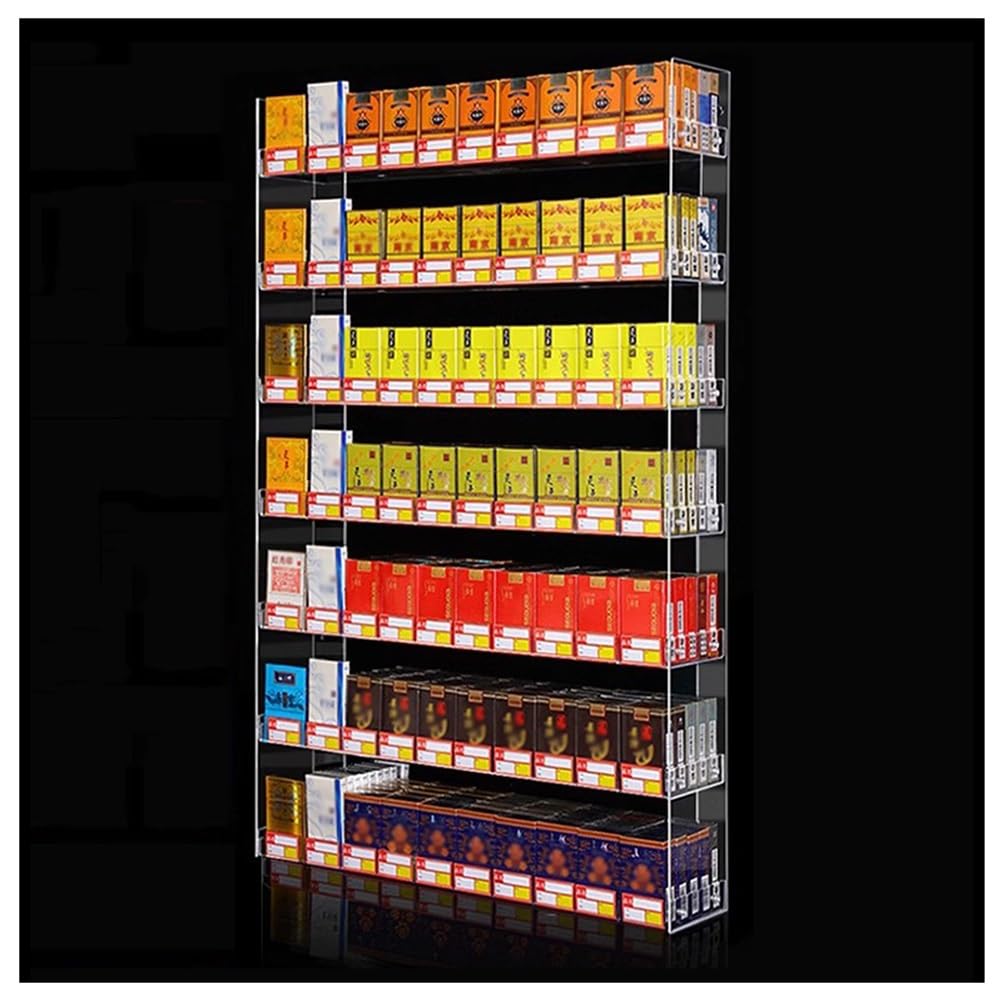 Clear Acrylic Store Display Shelves - 61.5x13x3 Inch Wall Mounted Cigarette Rack for Retail Shops, Supermarkets & Convenience Stores - Durable Cigarette Showcase Holder for Organized Product Display - Perfect for Maximizing Shelf Space & Attracting Customers