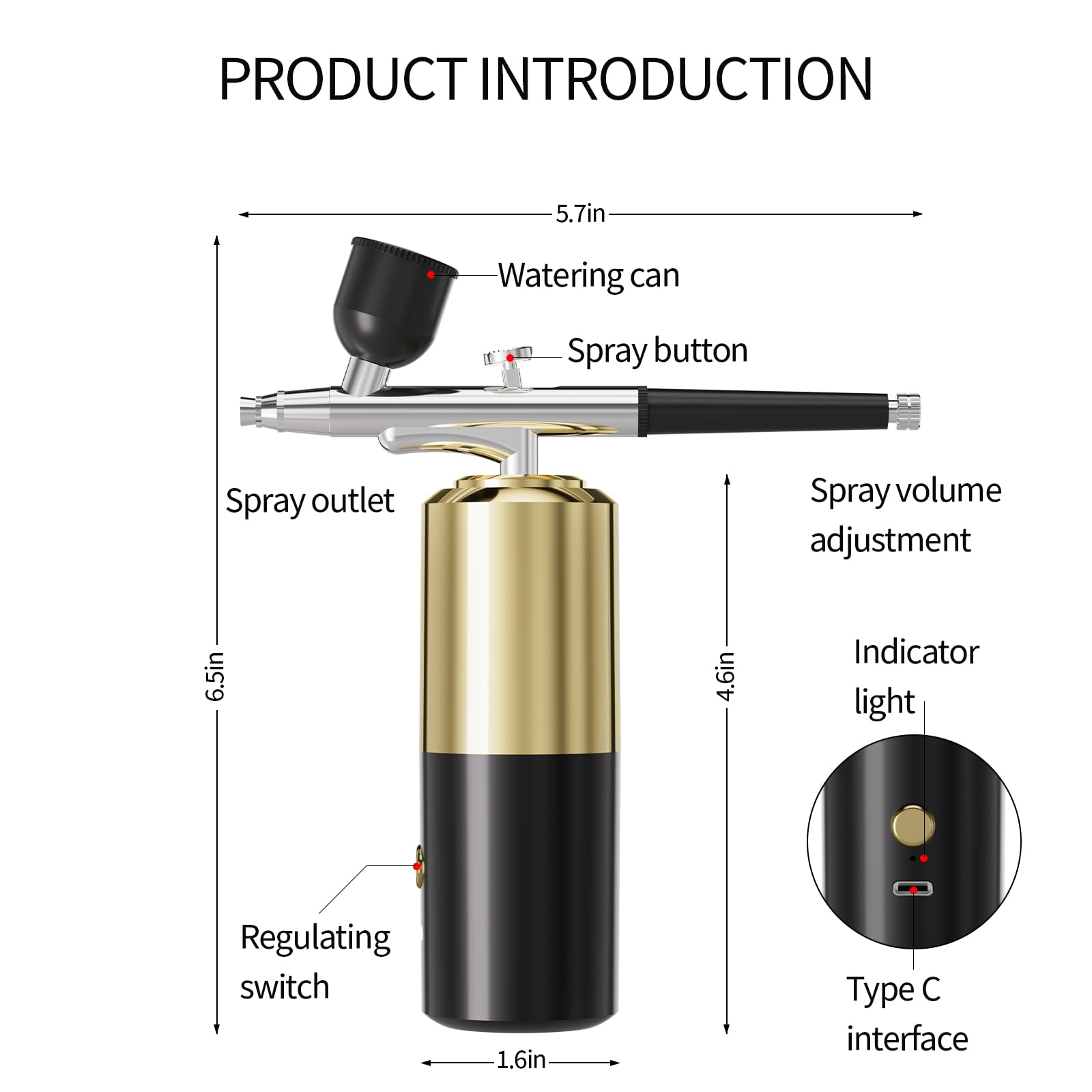 Professional Airbrush Kit with Air Compressor - Wireless Airbrush Gun for Nail Art, Cake Decorating, Makeup & Model Painting (Gold Black) | Perfect for Salon, Home DIY & Professional Artists