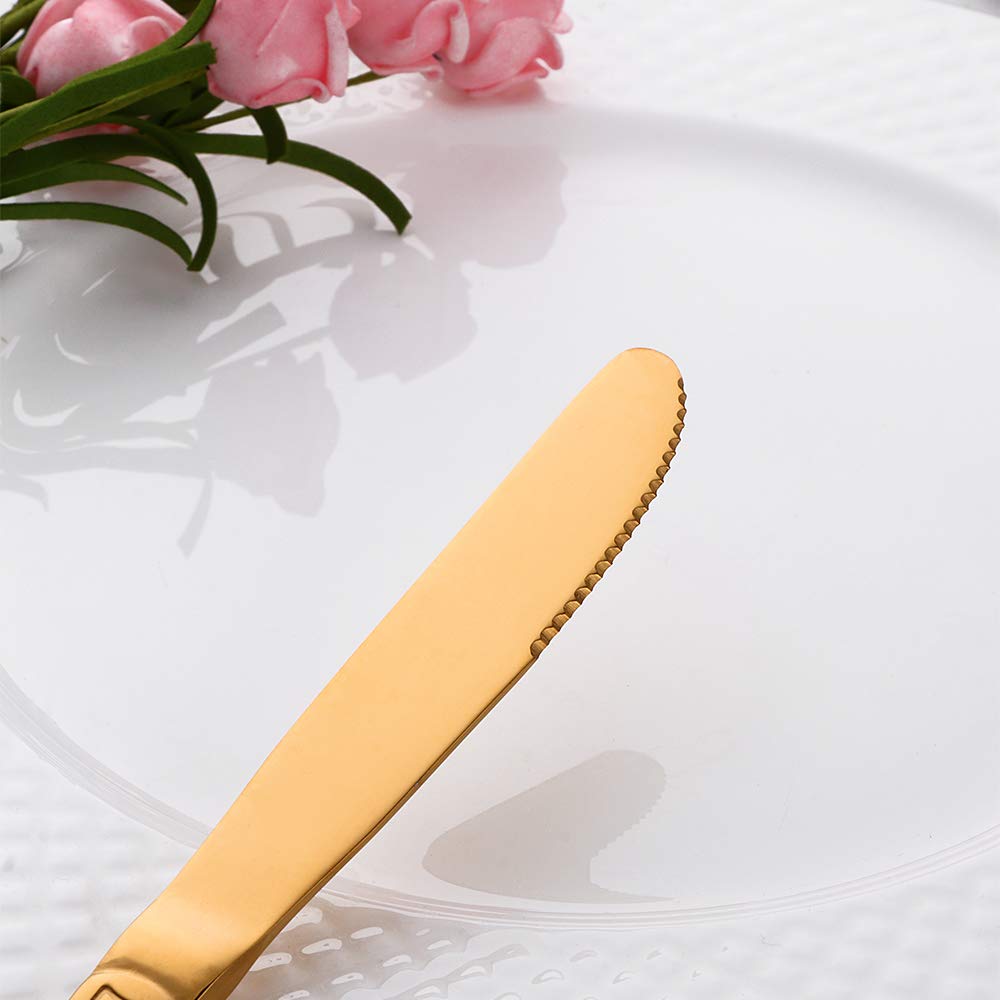 Premium Meisha Toulouse 12-Piece Stainless Steel Dinner Knife Set - Mirror Polished Gold Flatware for Home & Restaurant Use - 8.94 Inch Elegant Table Knives Perfect for Fine Dining, Dinner Parties & Wedding Cutlery