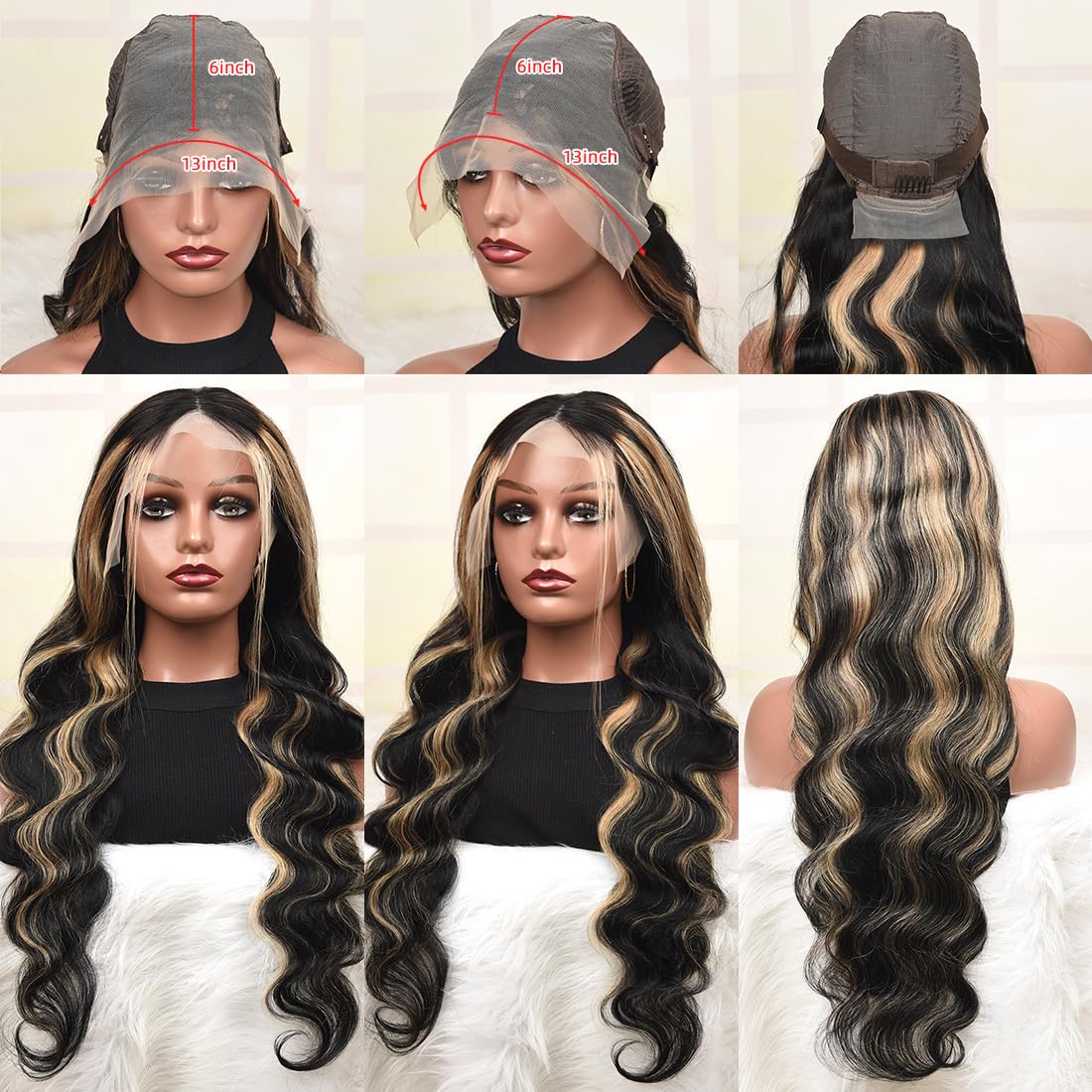 13x6 Highlight Blonde Lace Front Human Hair Wig - Pre Plucked 1B/27 Balayage Body Wave 180% Density HD Lace Frontal Wig for Women (28 Inch) - Perfect for Daily Wear, Cosplay, and Special Occasions