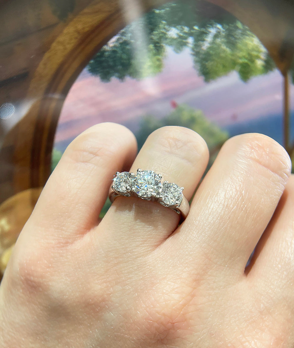 2.00 Carat Round Brilliant Cut 14K White Gold Three Stone Lab Grown Diamond Engagement Ring for Women - Perfect for Proposals, Anniversaries & Special Occasions