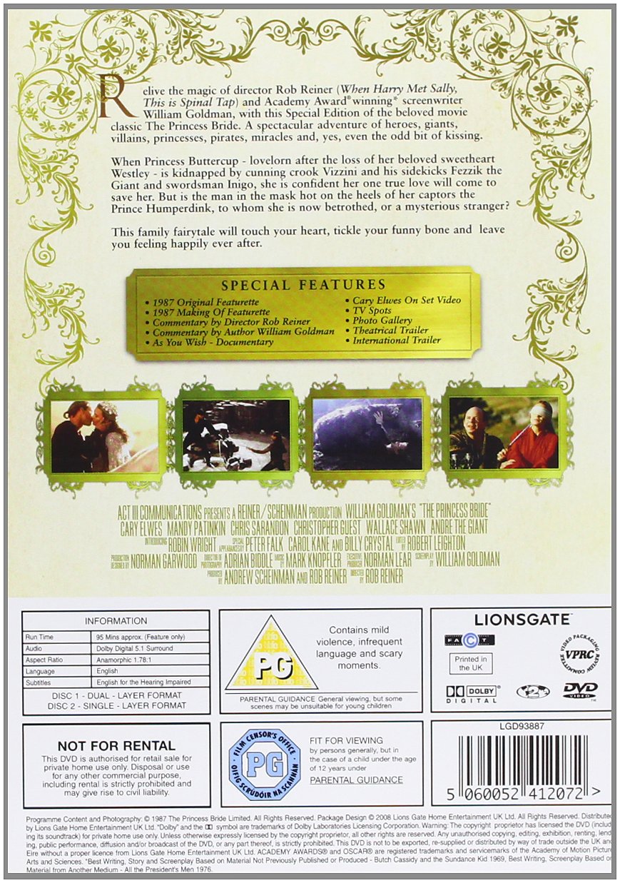 The Princess Bride - Special Edition DVD | Romantic Fantasy Adventure Movie | Perfect for Movie Nights & Family Gatherings