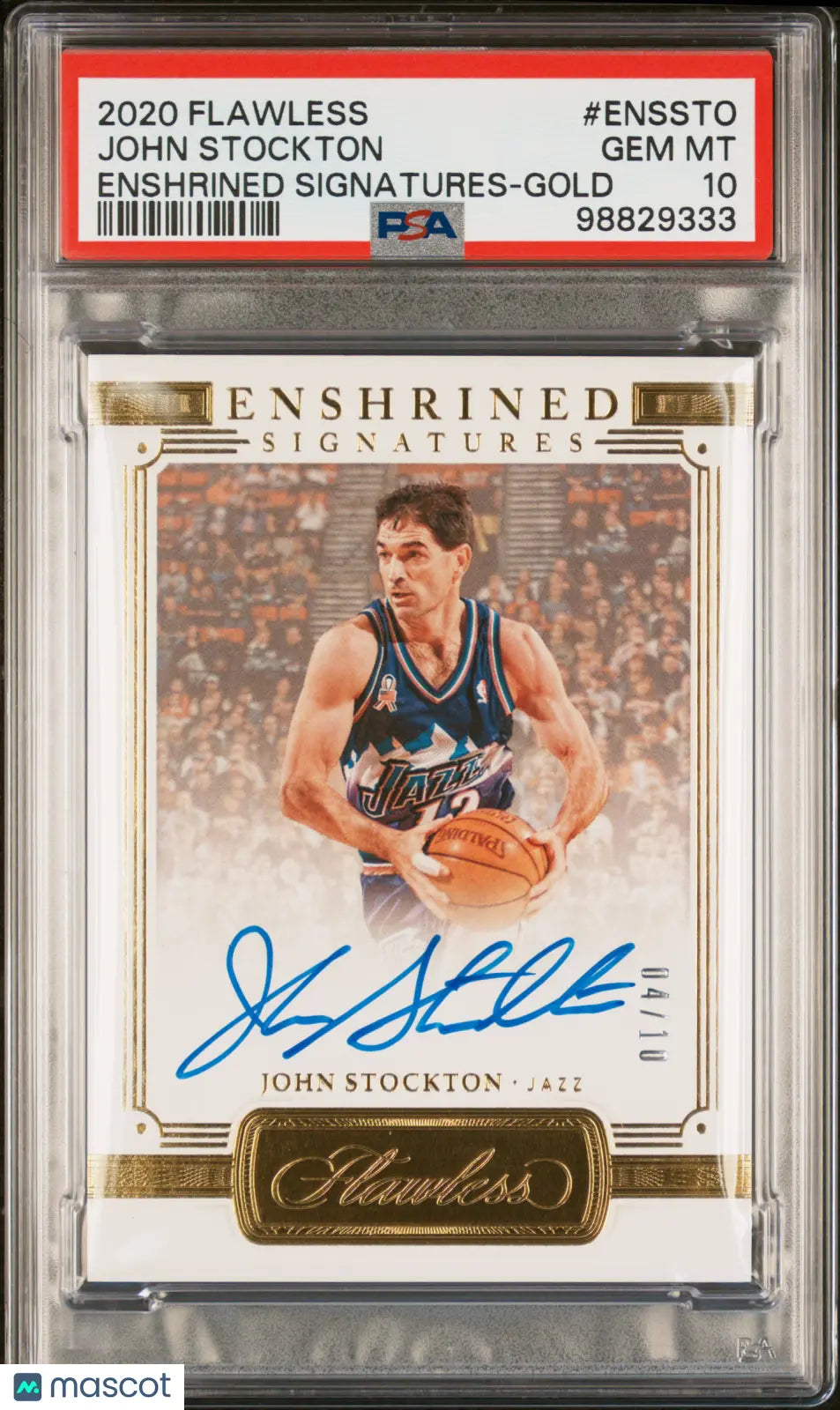 2020 Panini Flawless Enshrined Signatures John Stockton Gold PSA 10 04/10 - Rare Basketball Trading Card for Collectors & Investors - Perfect for Display, Gifts & Memorabilia Collections