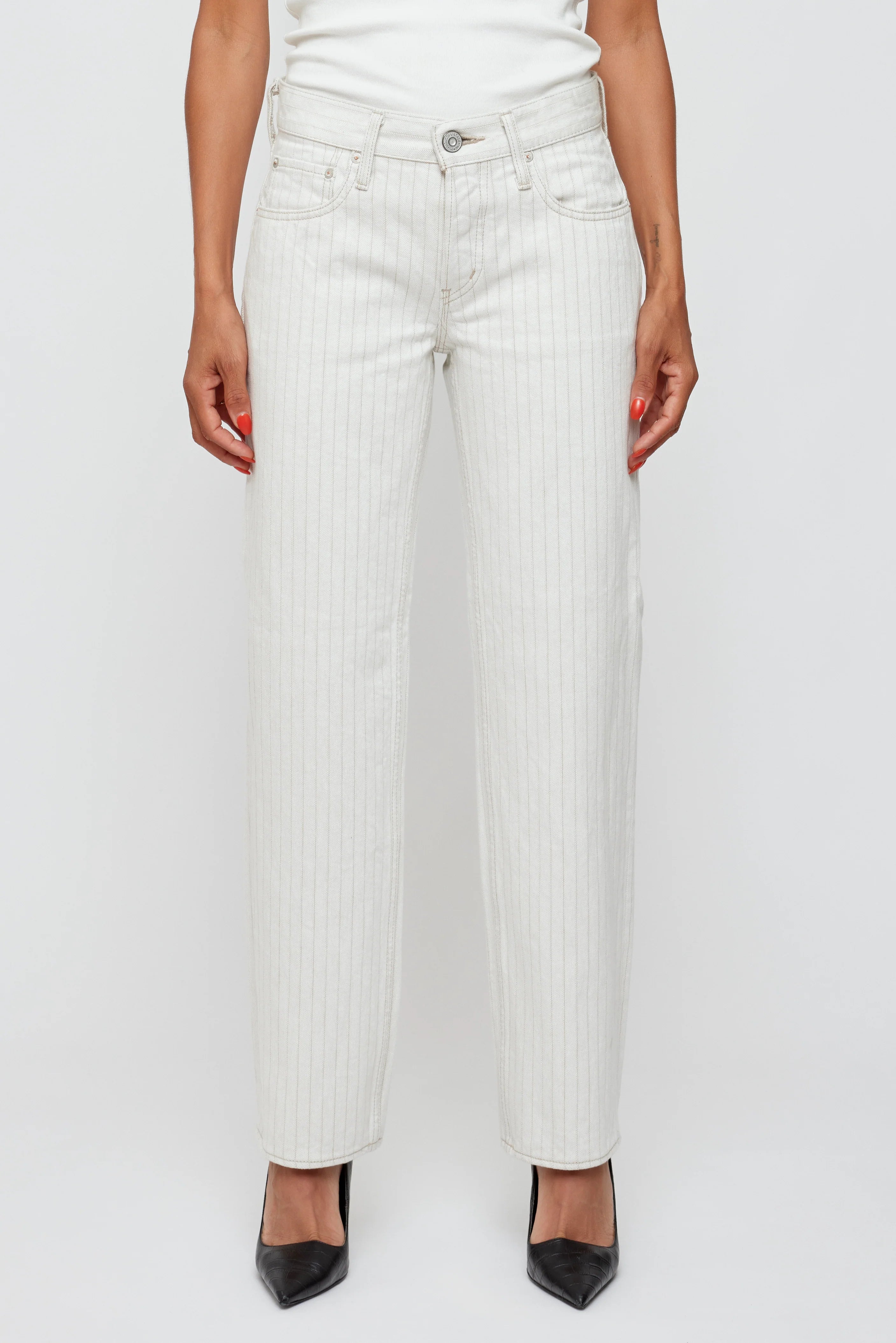 Elmora Low Rise Straight Leg Jeans for Women - Mix White Wash | Comfortable & Stylish for Casual Wear, Office & Outings