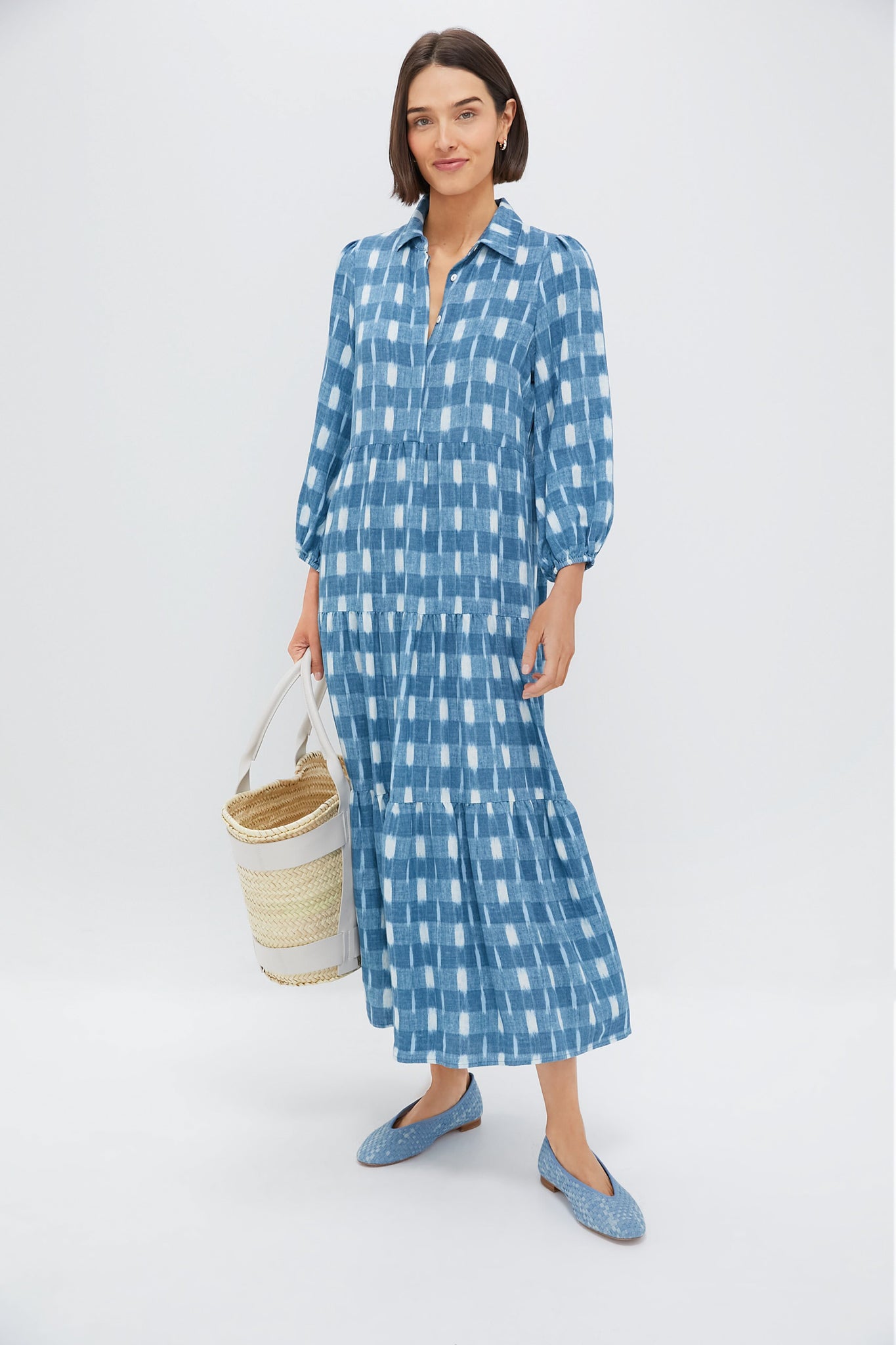 Blue Ikat Mabel Maxi Dress - Floral Print Boho Summer Dress for Women | Beach Wedding, Vacation & Party Wear