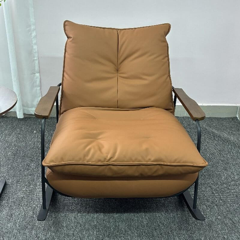 Premium Upholstered Rocking Chair with Padded Track Arms - Comfortable Nursery Glider for Breastfeeding & Living Room Relaxation